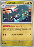 Pokemon TCG Scarlet & Violet expansion Twilight Masquerades. Drakloak common card.