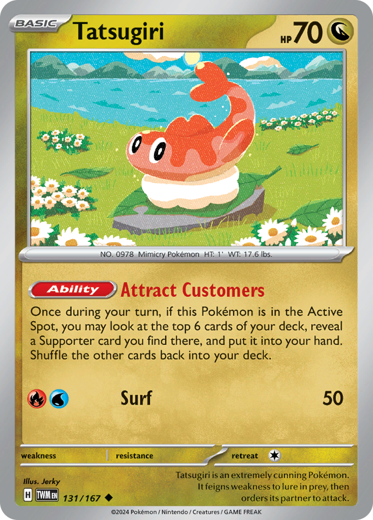 Pokemon TCG Scarlet & Violet expansion Twilight Masquerades. Tatsugiri uncommon card.