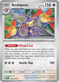 Pokemon TCG Scarlet & Violet expansion Twilight Masquerades. Ambipom uncommon card.