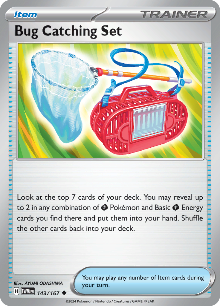 Pokemon TCG Scarlet & Violet expansion Twilight Masquerades. Bug Catching Set uncommon card.