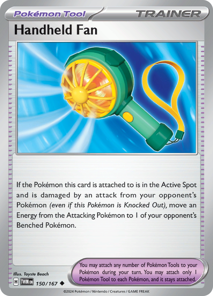 Pokemon TCG Scarlet & Violet expansion Twilight Masquerades. Handheld Fan uncommon card.
