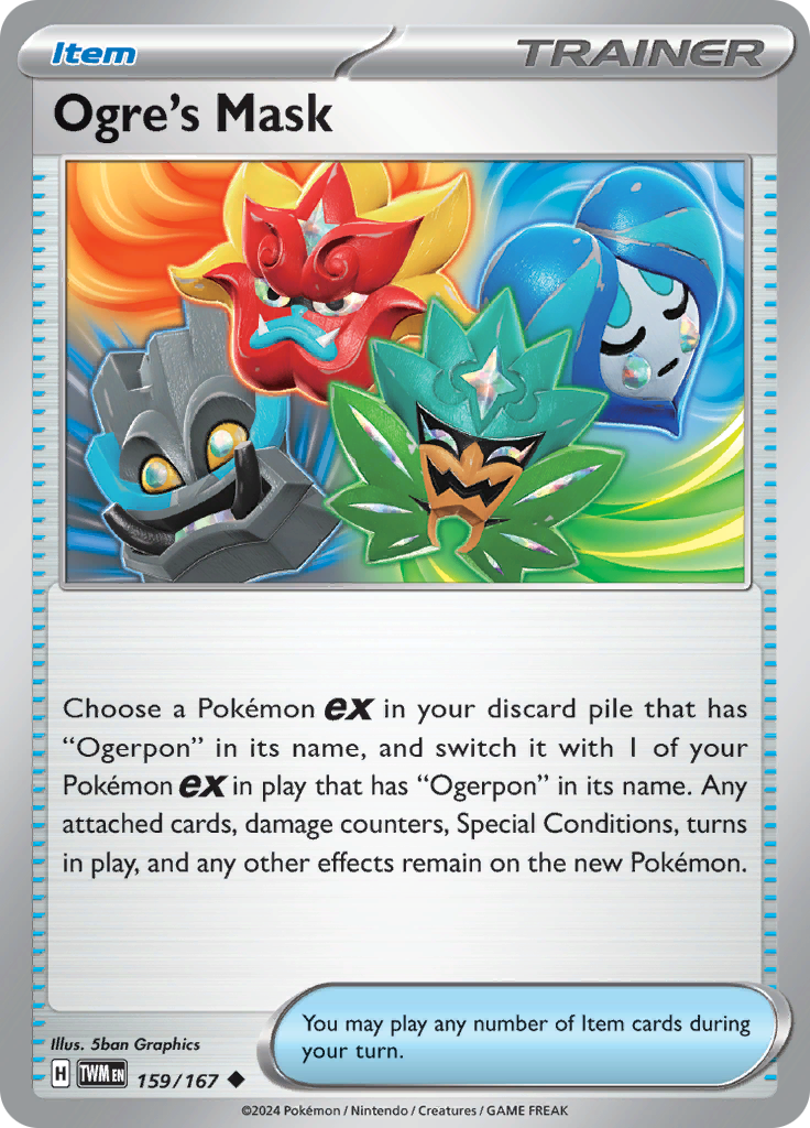 Pokemon TCG Scarlet & Violet expansion Twilight Masquerades. Ogre's Mask Uncommon card.