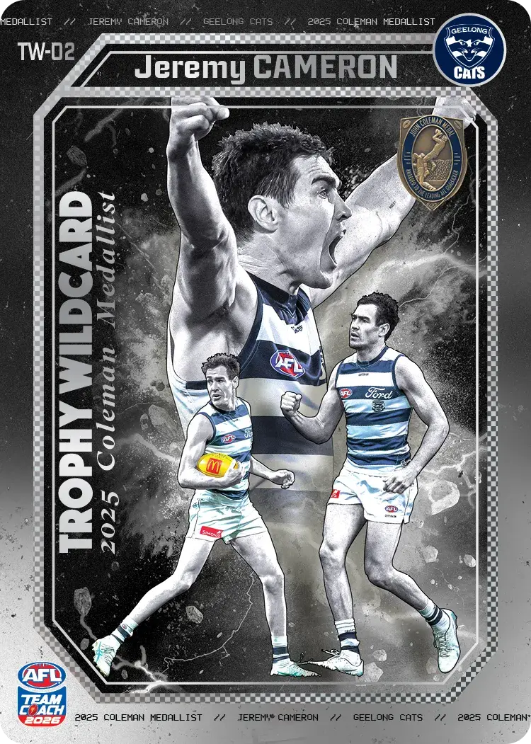 Teamcoach 2026 Trophy Wildcards Silver TW-02 Coleman Medallist Jeremy Cameron - Geelong Cats