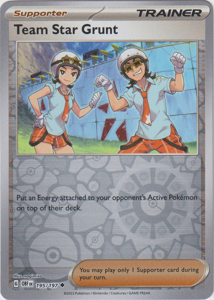 Pokemon TCG -Obsidian Flames -#195 -Team Star Grunt -U/C -Reverse Holo