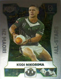 Kodi Nikorima from the All-Star insert series of 2022 NRL Elite trading cards.