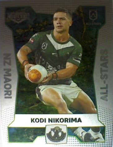 Kodi Nikorima from the All-Star insert series of 2022 NRL Elite trading cards.