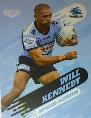 Will Kennedy of the Cronulla Sharks Speed Series card from the 2022 NRL Elite trading card release.