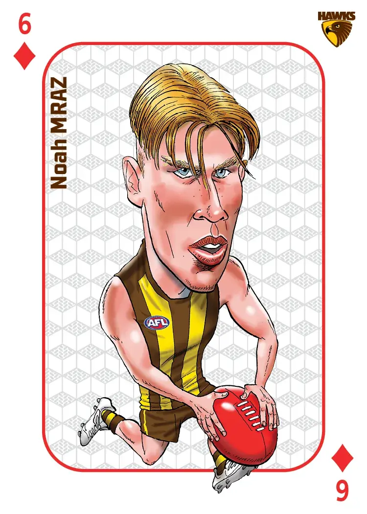 Teamcoach 2026 Rookie Wildcards Playing CardsW-10 Noah Mraz - Hawthorn Hawks