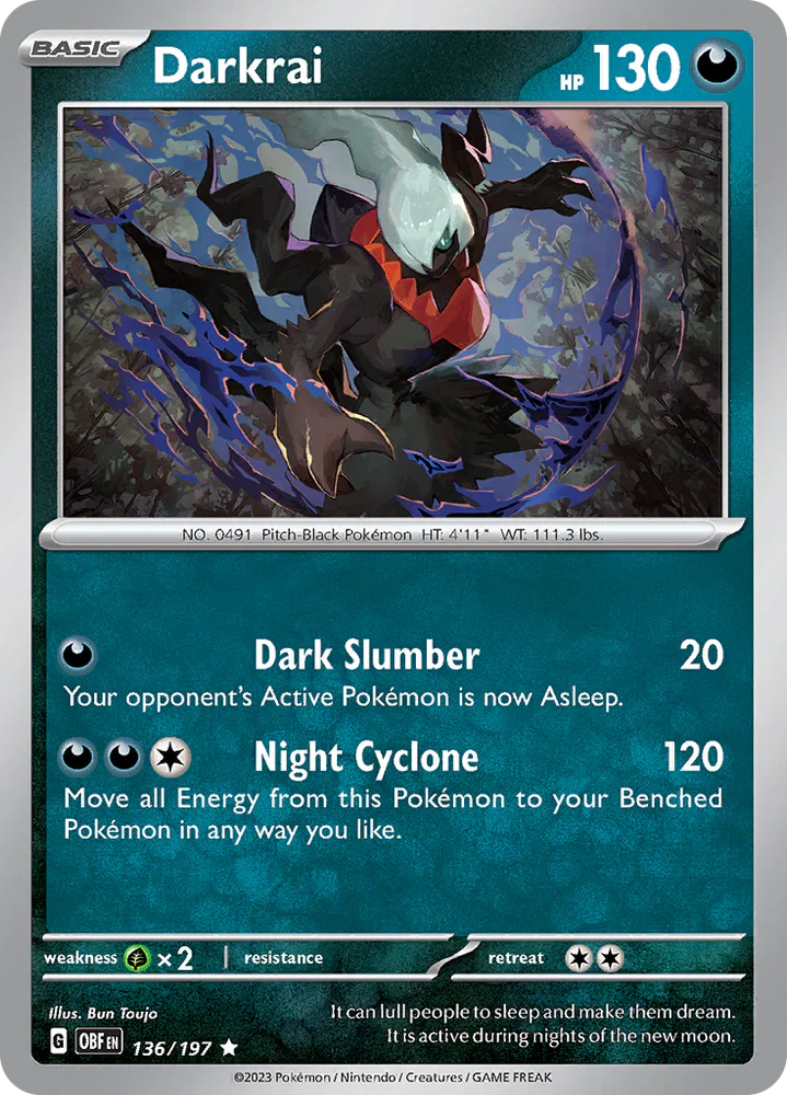 Pokemon TCG - Obsidian Flames - #136 -Darkrai - Rare Holo