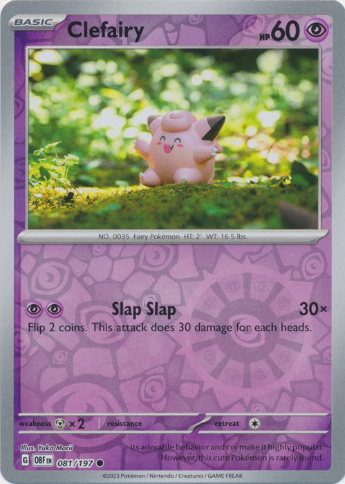 Pokemon TCG -Obsidian Flames -#81 -Clefairy -Common -Reverse Holo