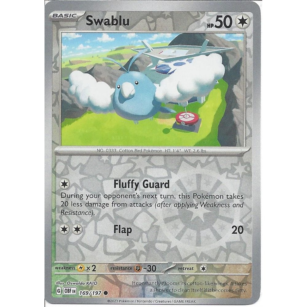 Pokemon TCG -Obsidian Flames -#169 -Swablu -Common -Reverse Holo