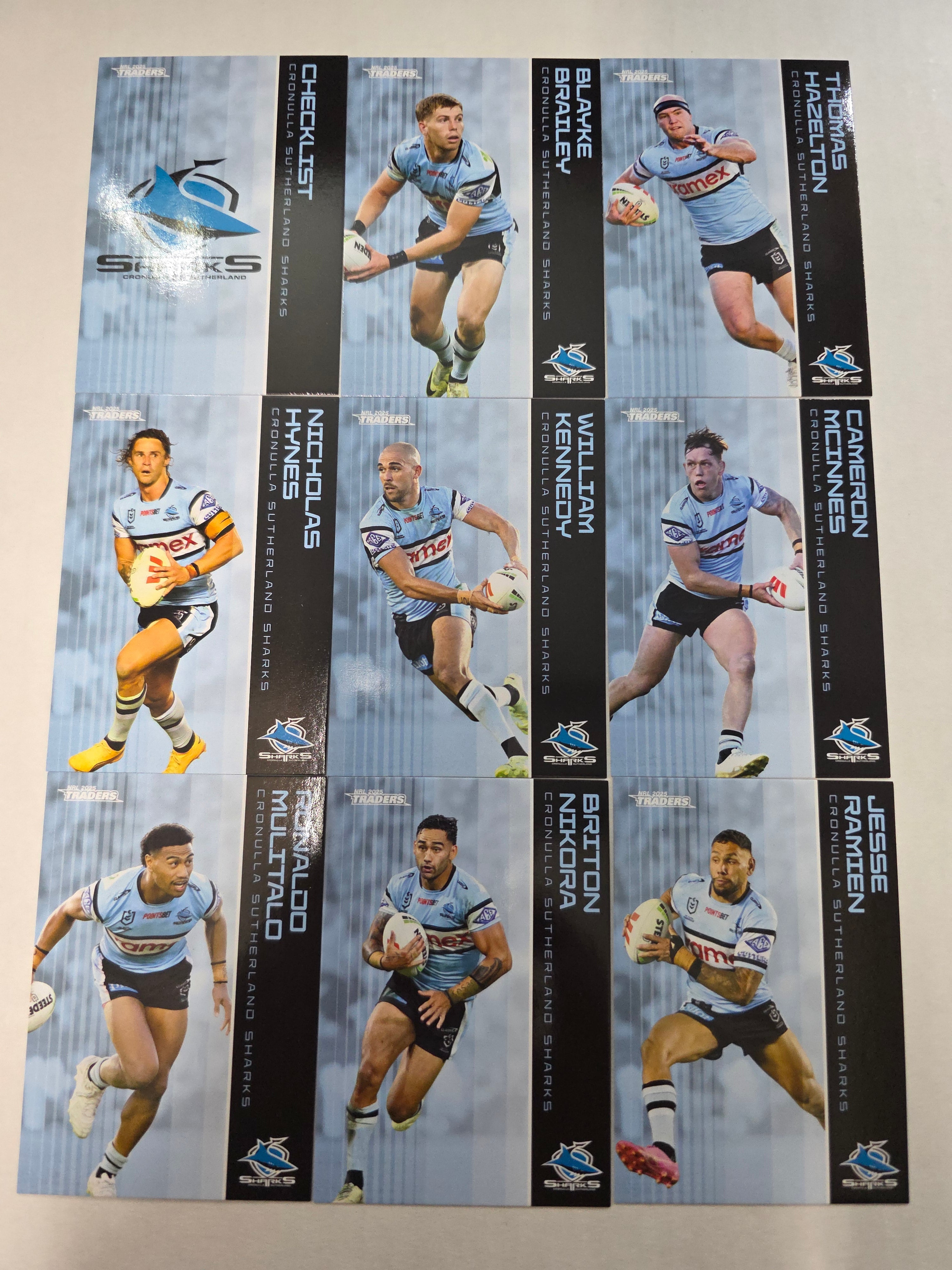 NRL 2025 Traders - Base Team Set 9 Cards - Sharks