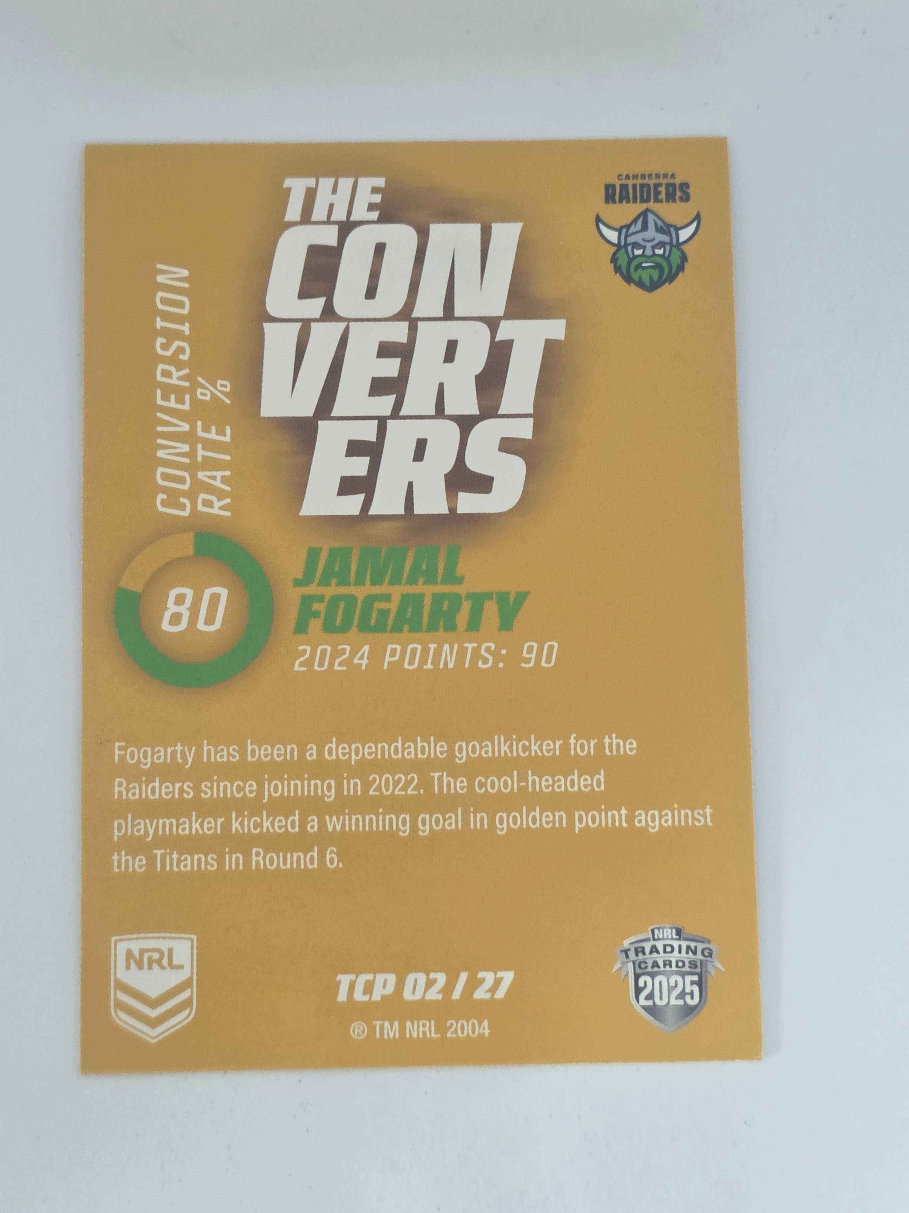 NRL 2025 Traders Titanium| Converters Parallel | TCP#2 | Jamal Fogarty | Raiders