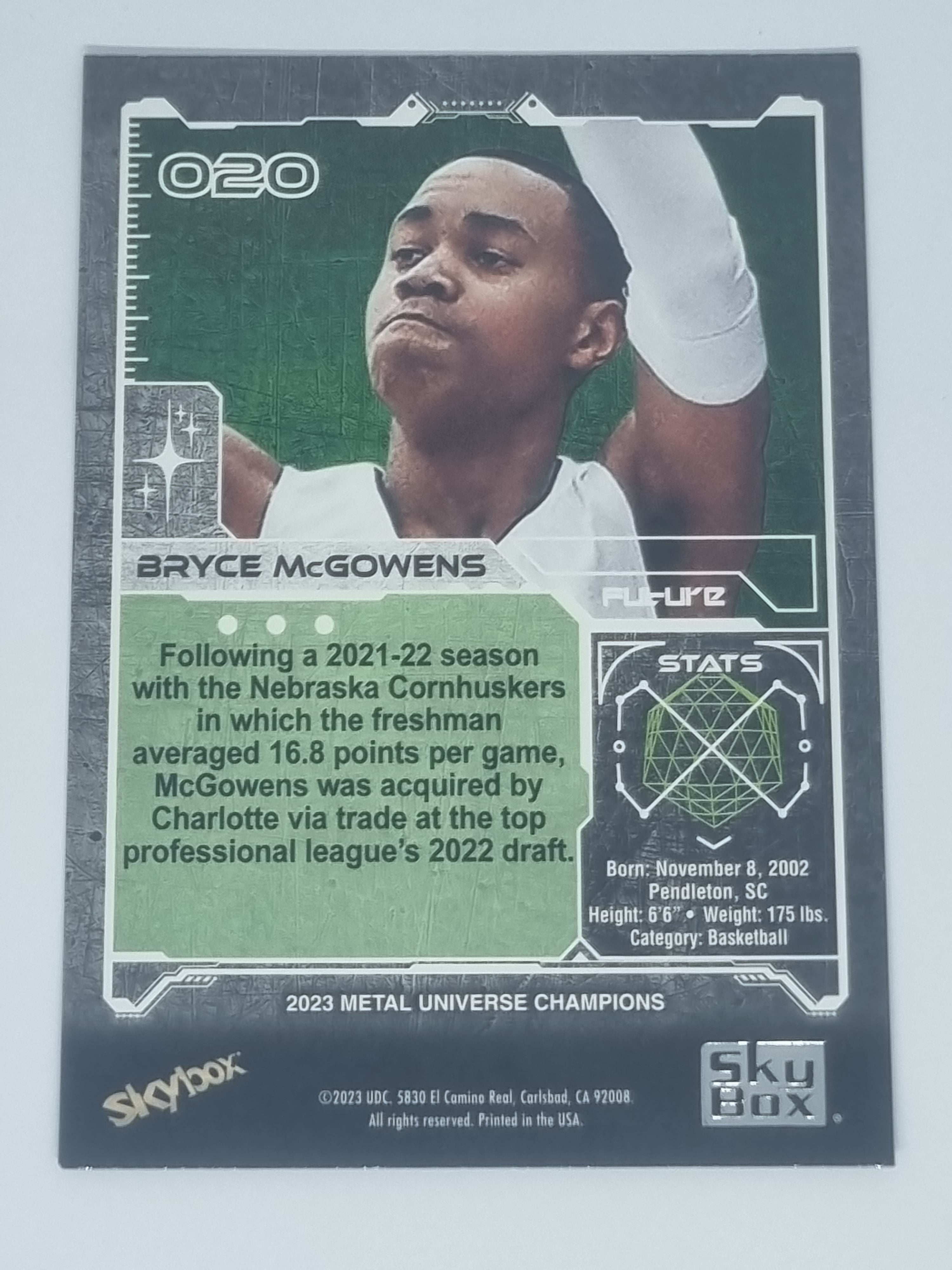 2023 Skybox Metal Universe Champions - #020 - Bryce McGowens