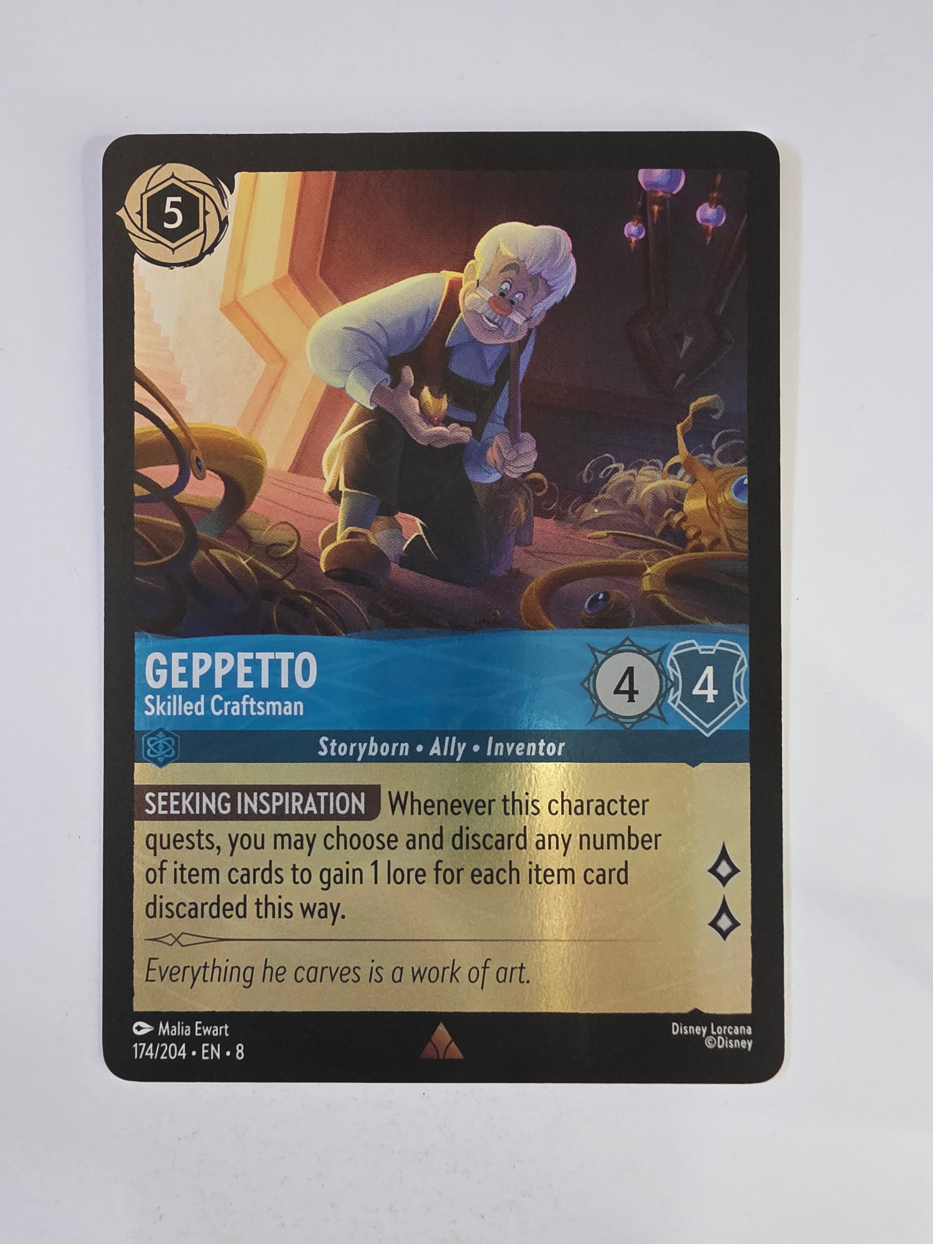 Disney Lorcana Reign of Jafar | Coldfoil | Geppetoo Skilled Craftsman | #174 | Rare