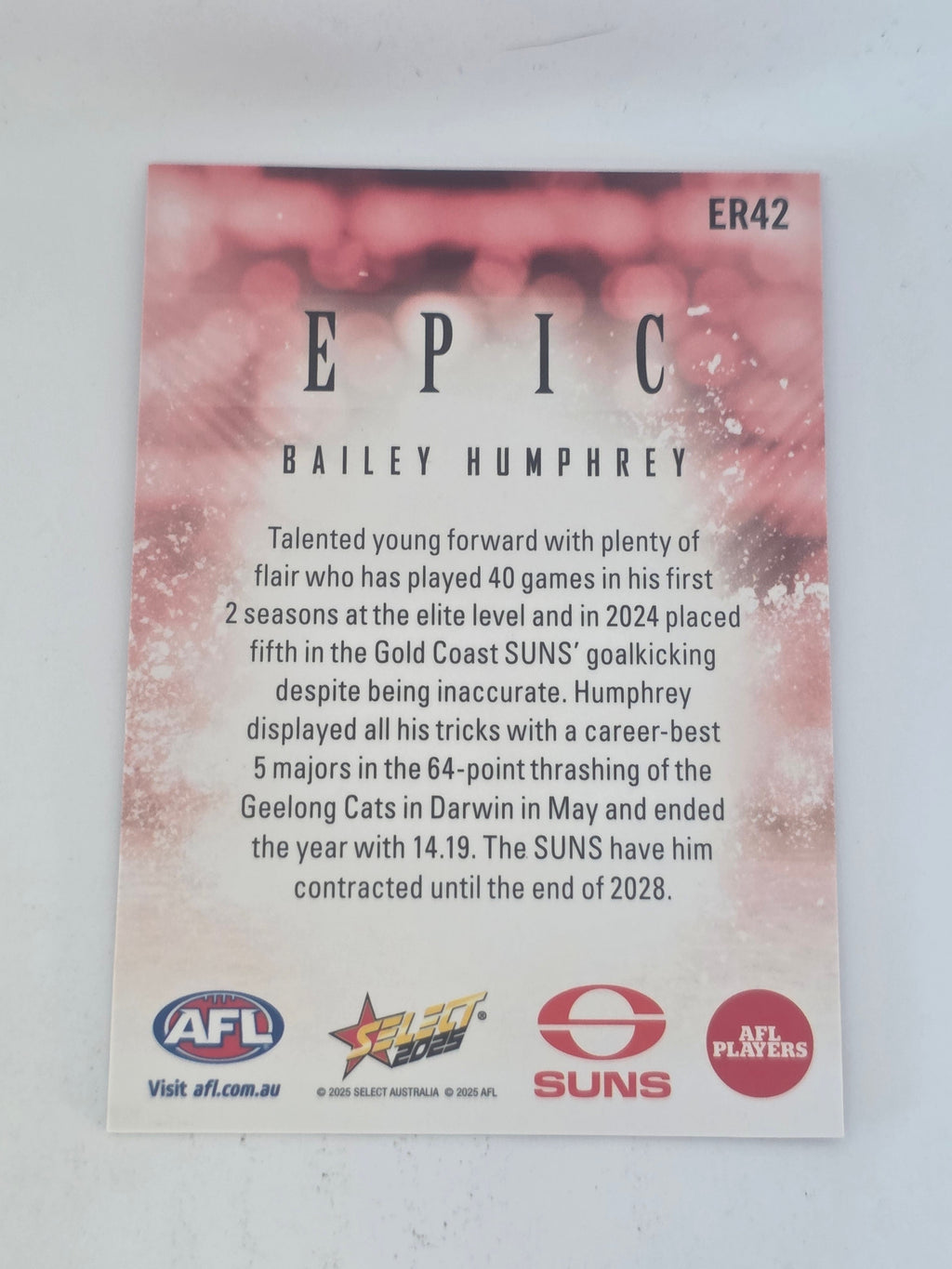 AFL Footy Stars 2025 | Epic Red | #ER42 | B. Humphrey | Gold Coast Suns
