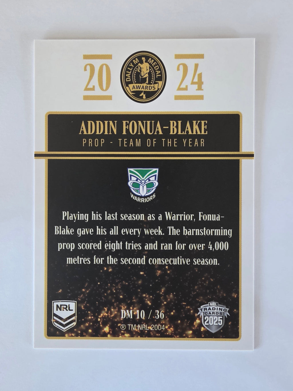 NRL 2025 Elite | 2024 Dally M Awards | #DM10 | Addin Fonua-Blake | Warriors