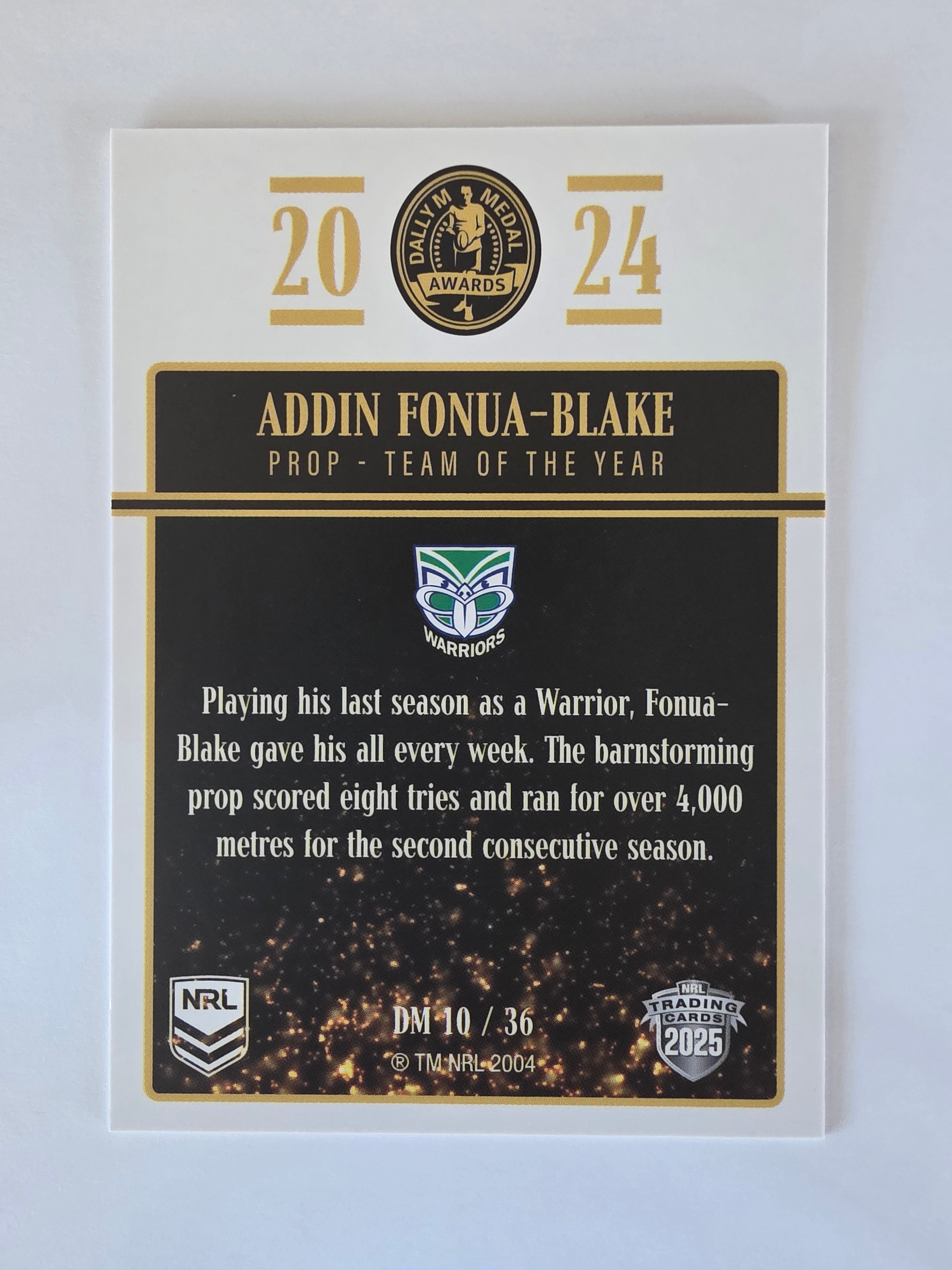 NRL 2025 Elite | 2024 Dally M Awards | #DM10 | Addin Fonua-Blake | Warriors