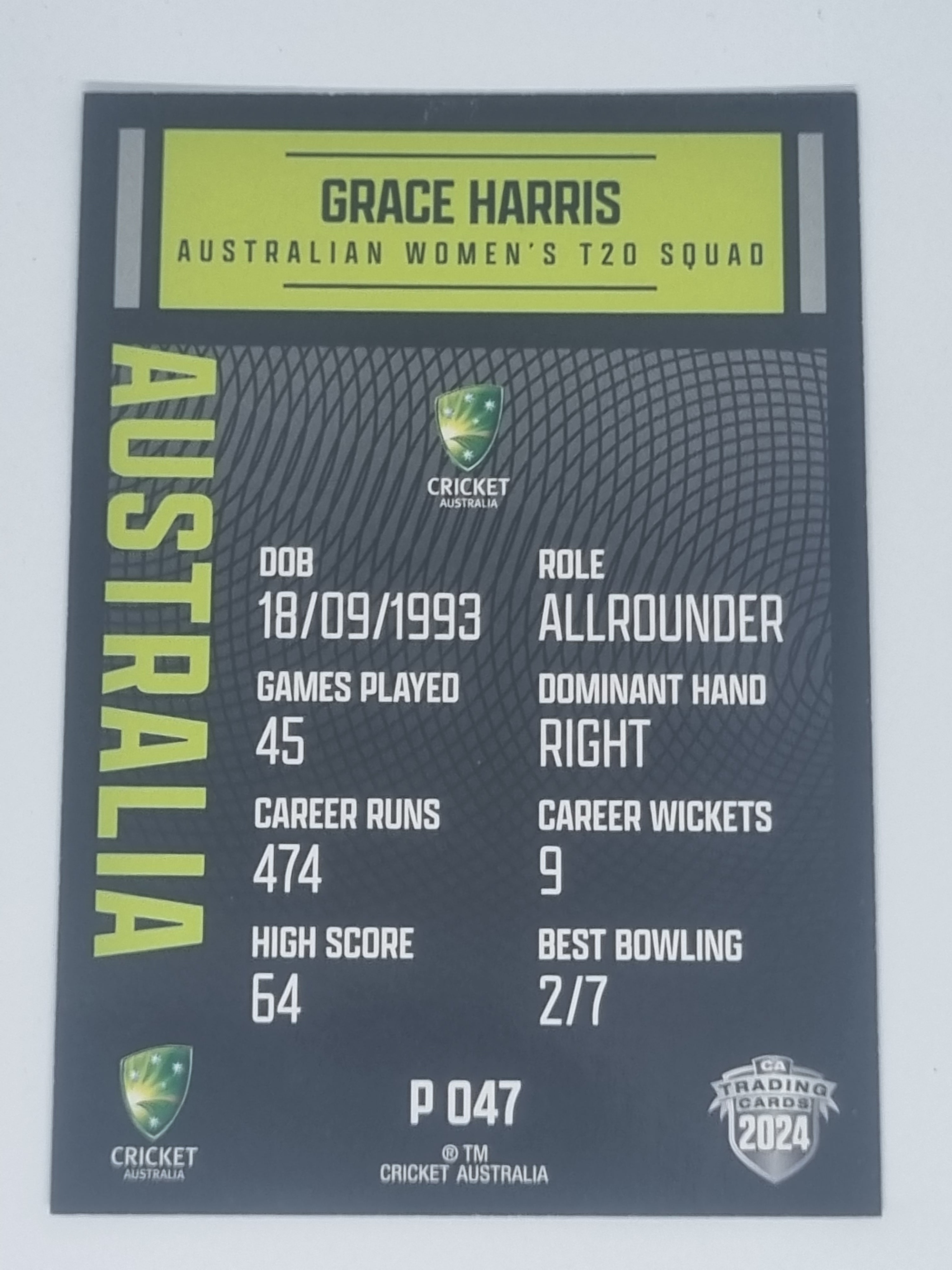 2024-25 LUXE Cricket Traders - Parallel - #P047 - Grace Harris - Aust T20