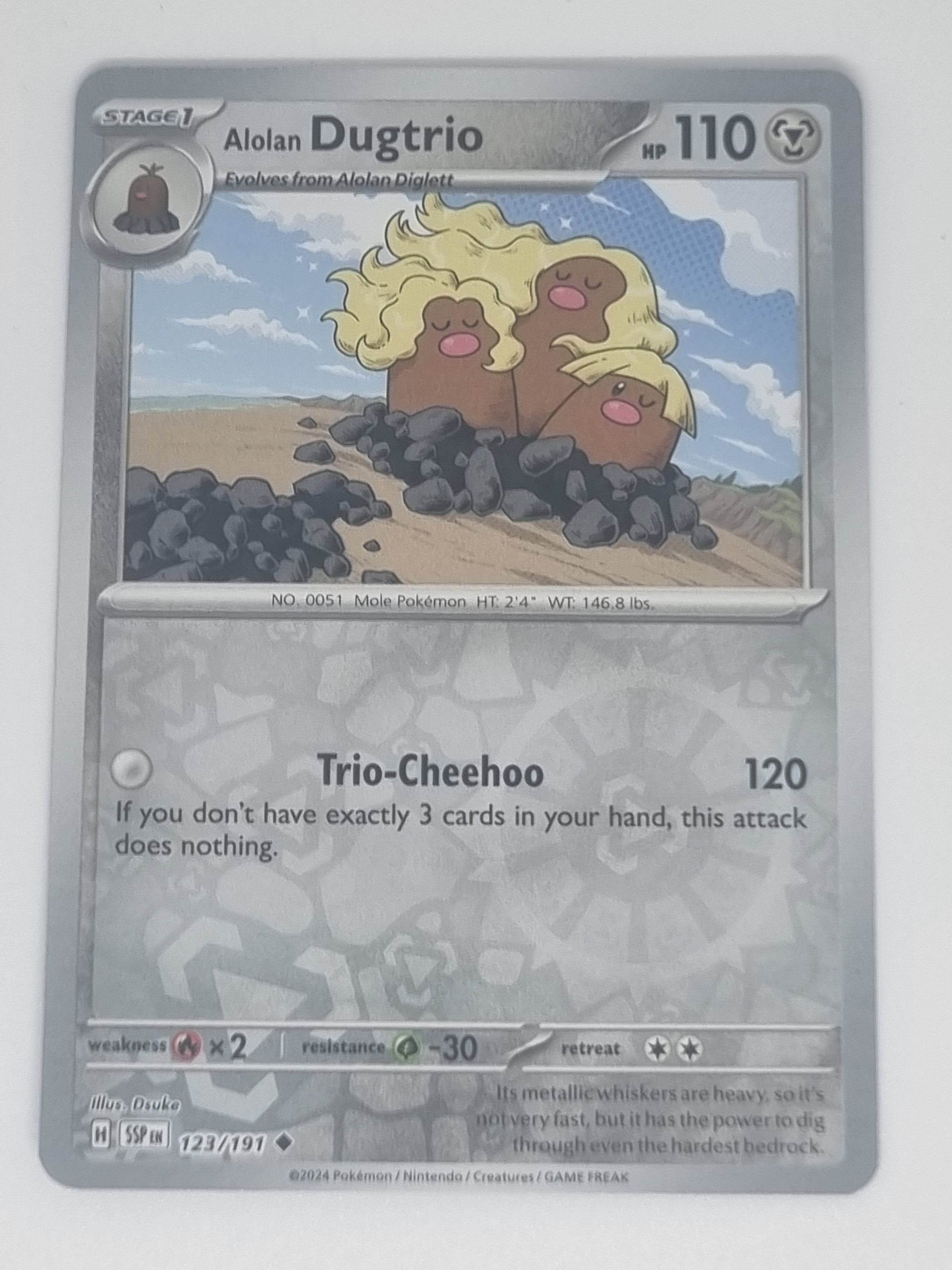 Pokemon TCG - Surging Sparks - #123/191 - Reverse Holo - Alolan Dugtrio Uncommon