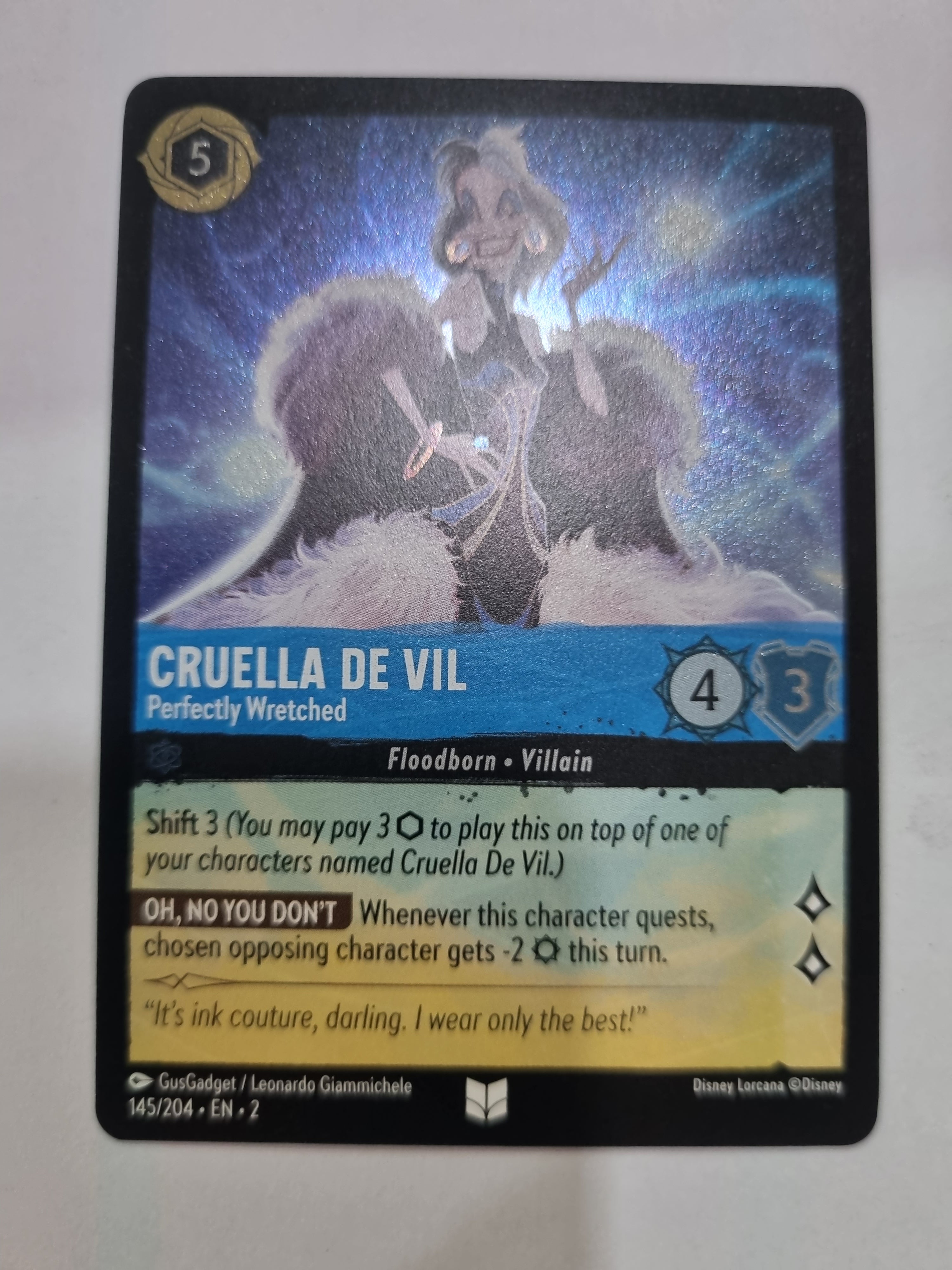 Lorcana - Floodborn - #145/204 - Coldfoil Cruella De Vil Perfectly Wretched Uncommon