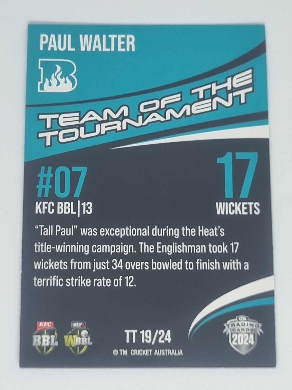 24-25 LUXE Cricket - 23/24 Team of the Tournament - #TT19 - Paul Walter - Heat