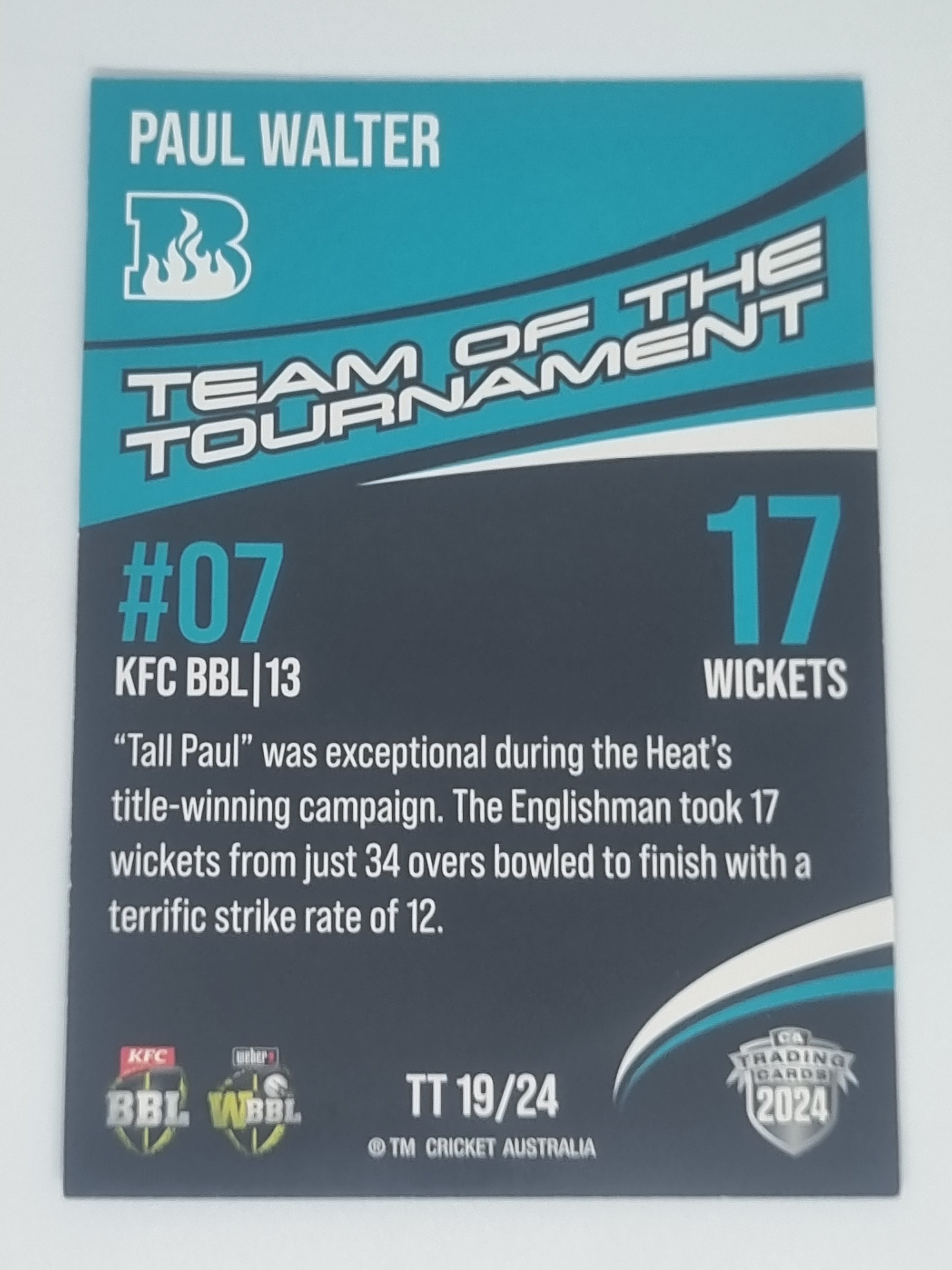 24-25 LUXE Cricket - 23/24 Team of the Tournament - #TT19 - Paul Walter - Heat