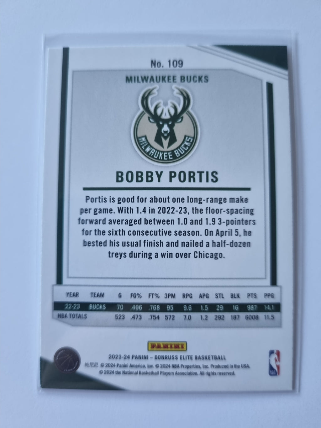 2023-24 Panini Donruss Elite - #109 - Bobby Portis - Milwaukee Bucks