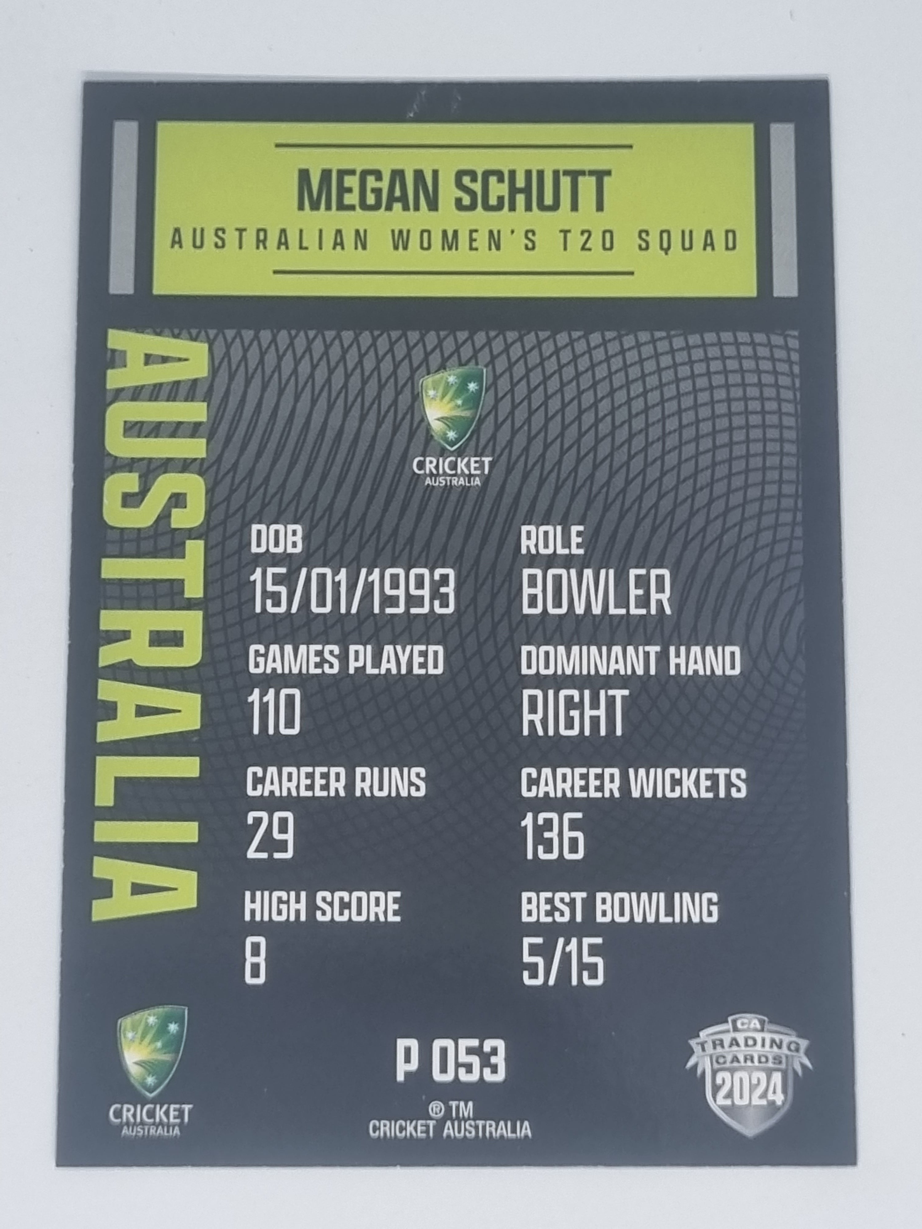 2024-25 LUXE Cricket Traders - Parallel - #P053 - Megan Schutt - Aust T20