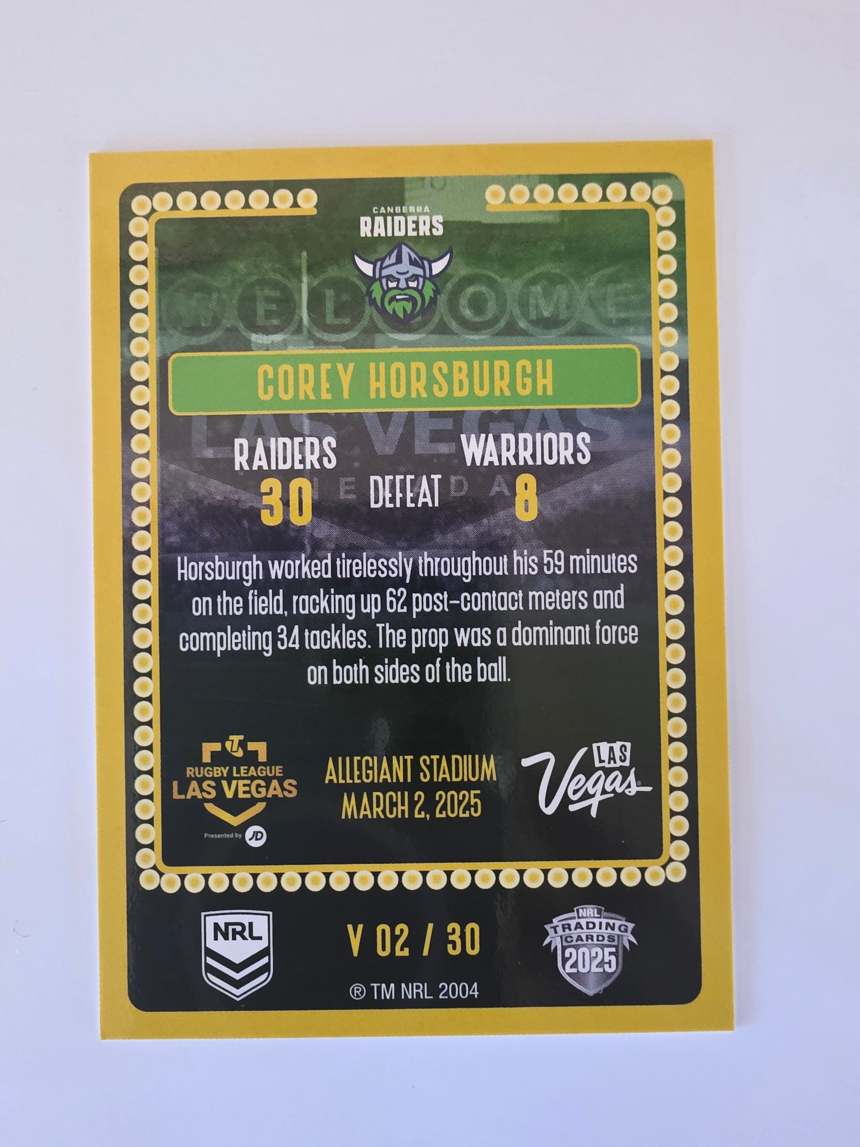 NRL 2025 Elite | 2025 Vegas Round | #V02 | Corey Horsburgh | Raiders