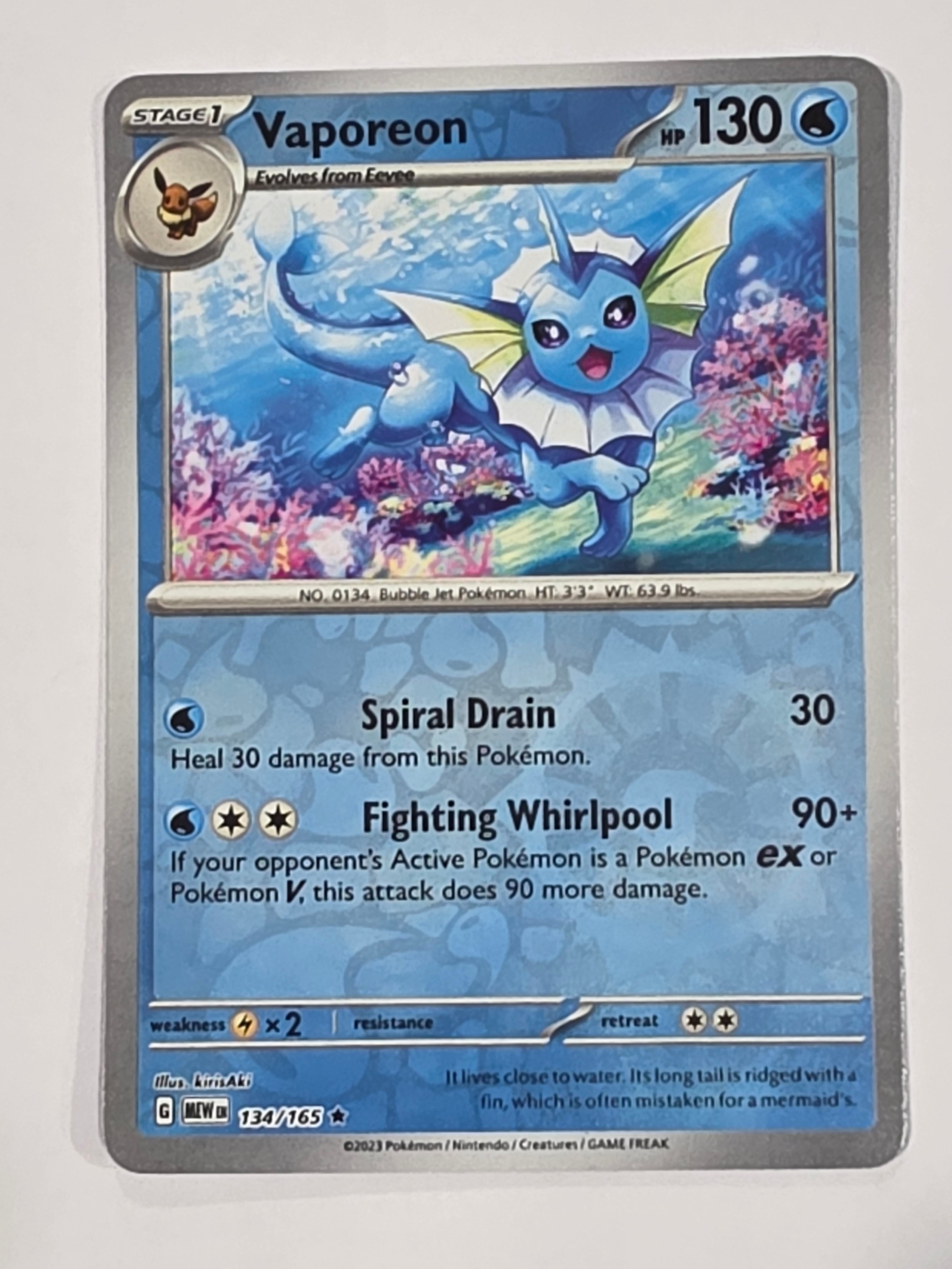 Pokemon TCG - Pokemon 151 - #134/165 - Reverse Holo - Vaporeon - Rare