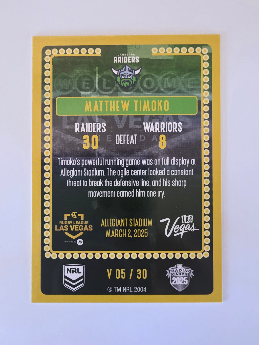 NRL 2025 Elite | 2025 Vegas Round | #V05 | Matthew Timoko | Raiders