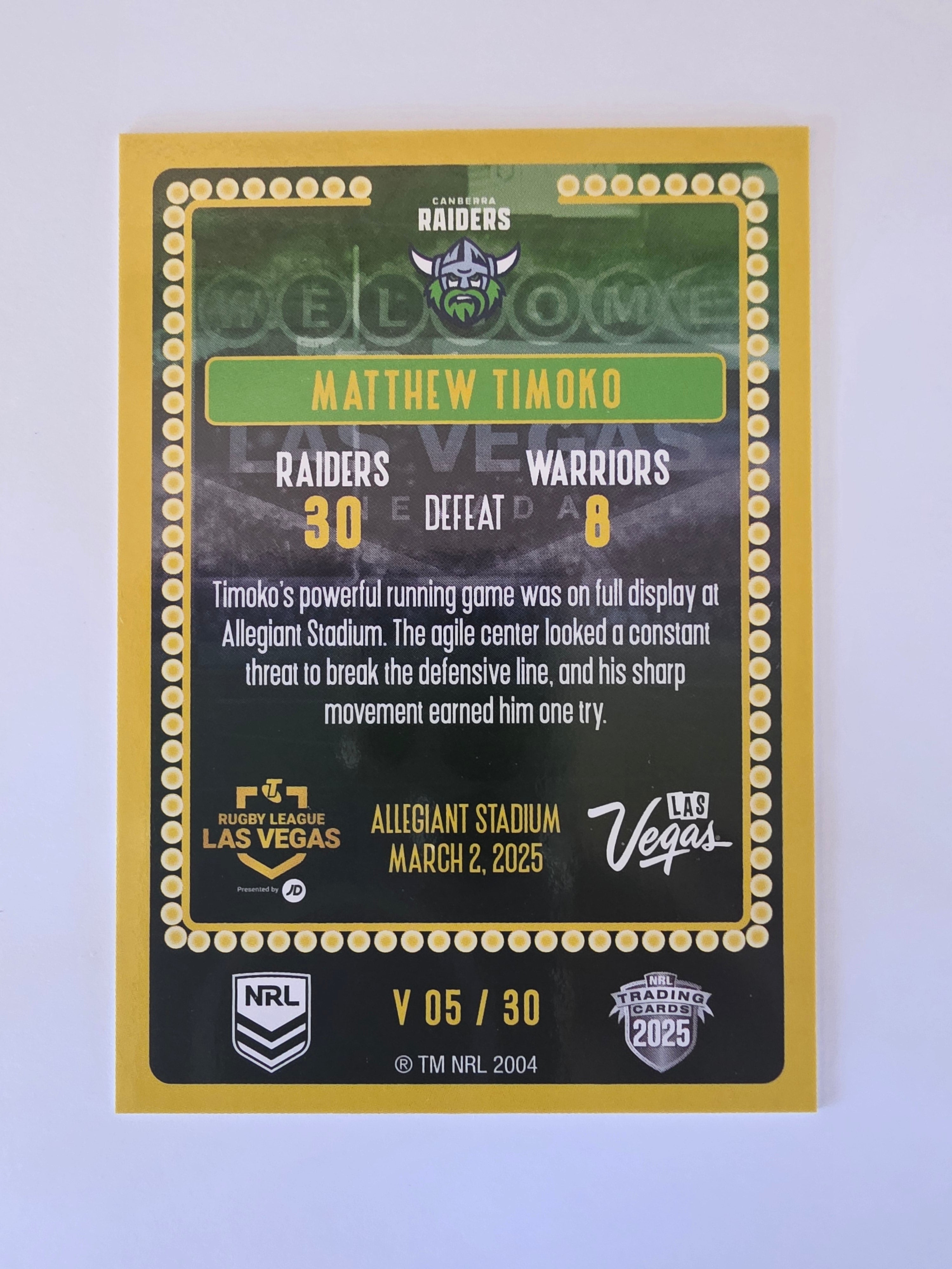 NRL 2025 Elite | 2025 Vegas Round | #V05 | Matthew Timoko | Raiders