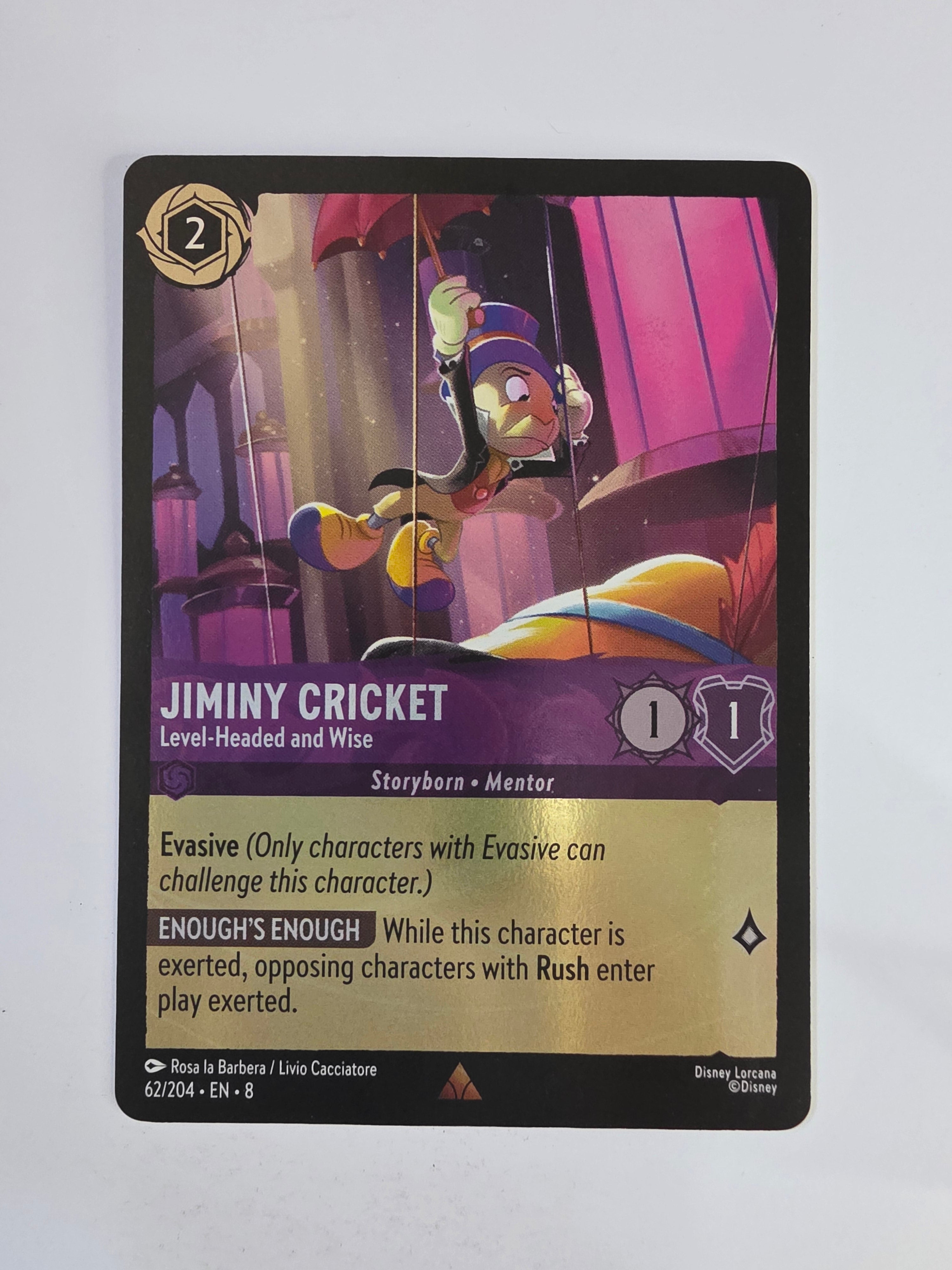 Disney Lorcana Reign of Jafar | Coldfoil | Jiminy Cricket Conscientious & Wise | #062 | Rare