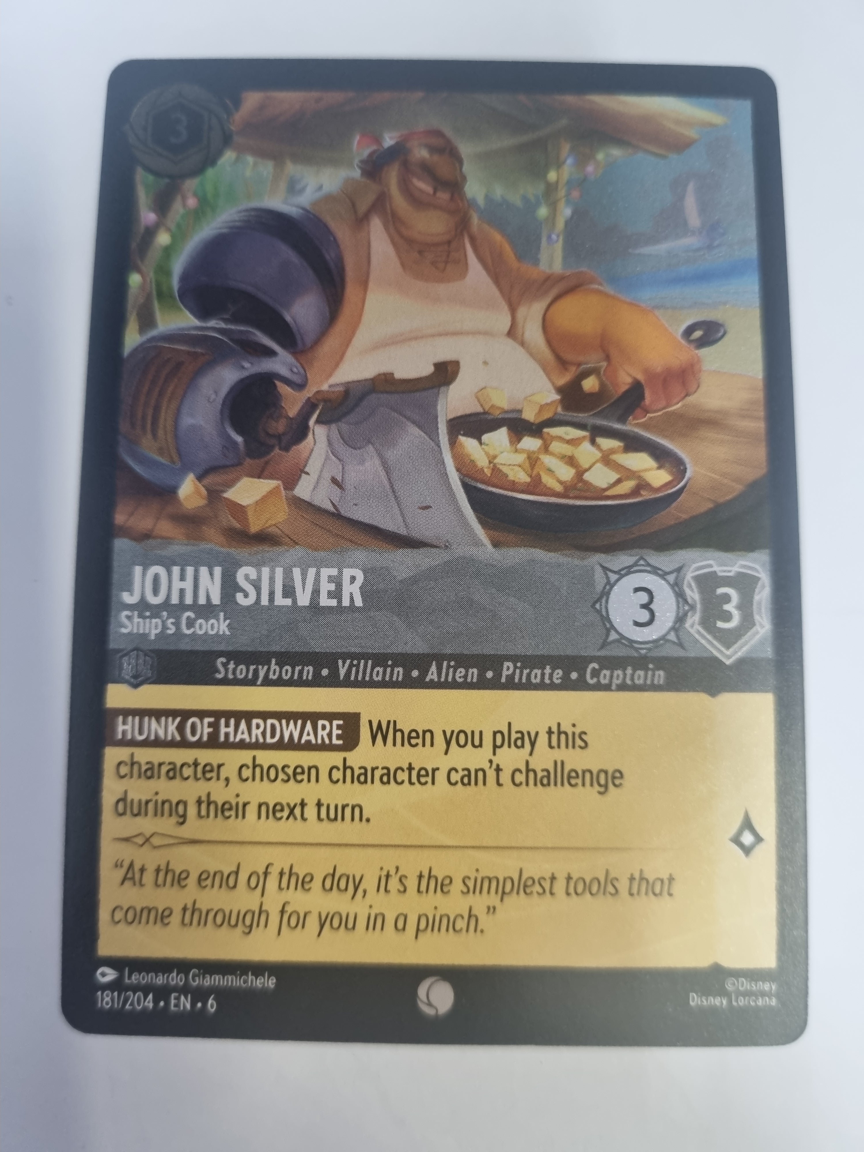 Lorcana Azurite Sea - COLDFOIL - John Silver - Ship's Cook - #181/204 - Common