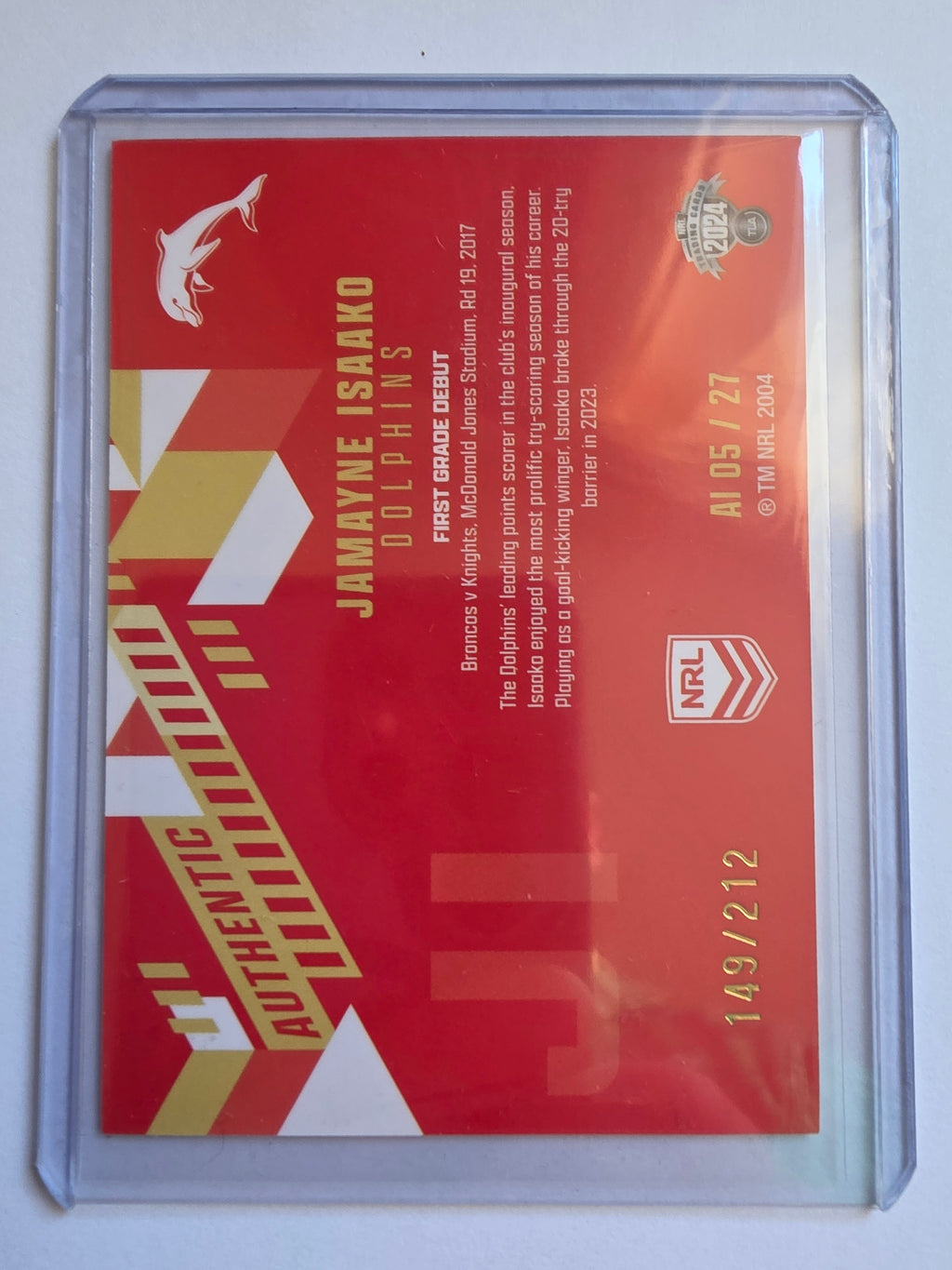 NRL 2024 Traders - Authentic Initials - #AI05 - Jamayne Isaako - #149/212