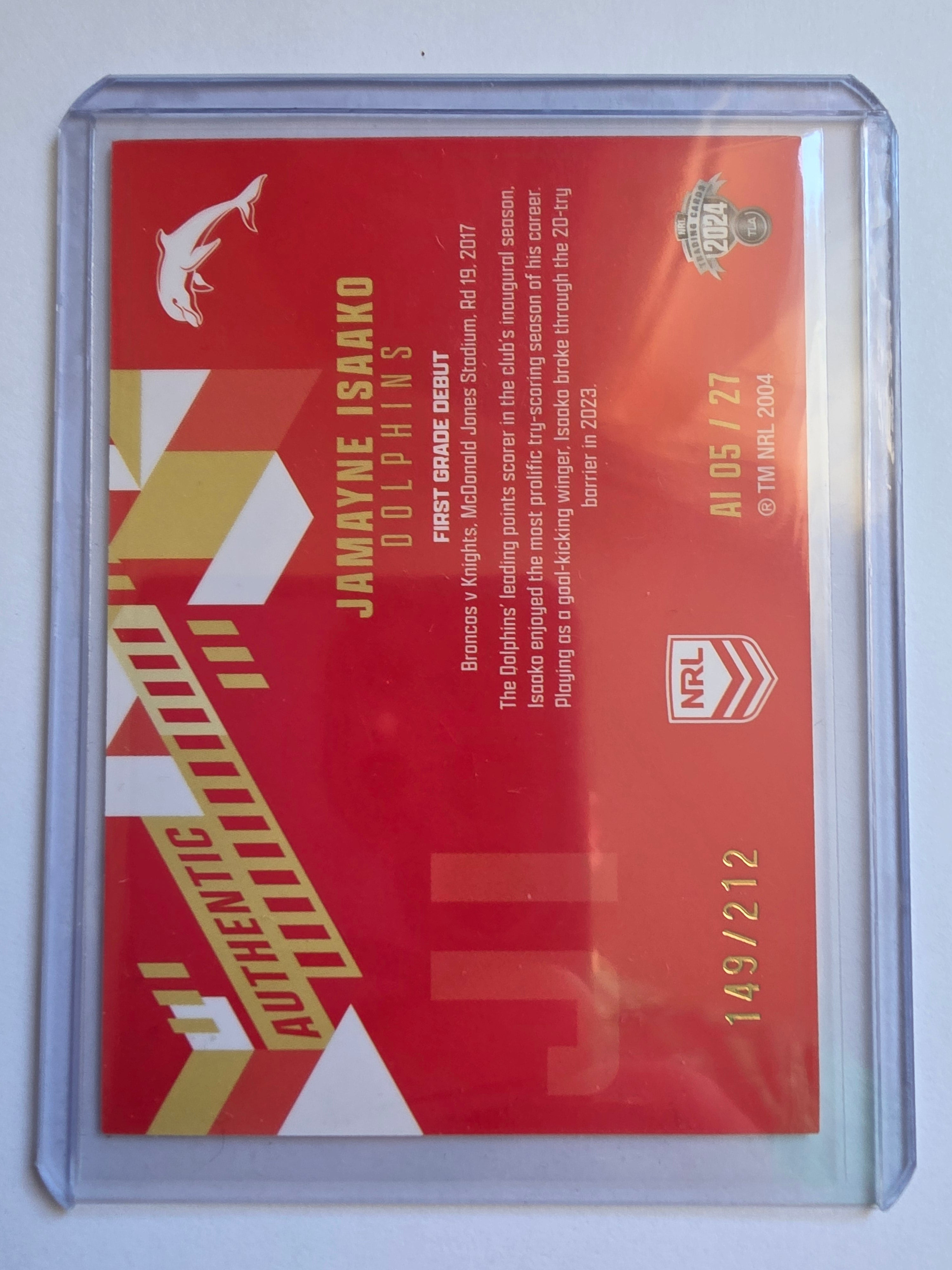 NRL 2024 Traders - Authentic Initials - #AI05 - Jamayne Isaako - #149/212