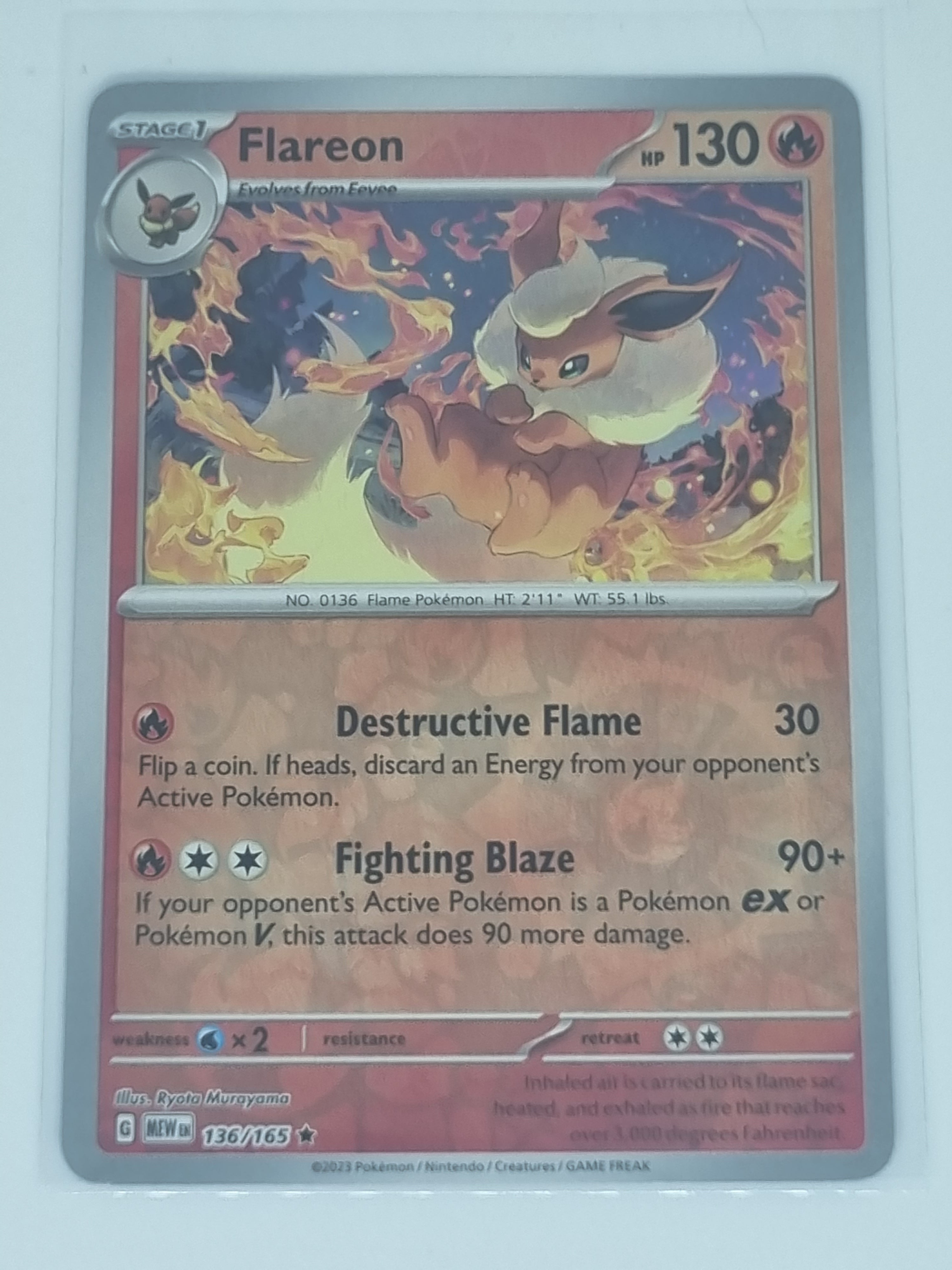 Pokemon TCG - Pokemon 151 - #136/165 - Reverse Holo - Flareon - Rare