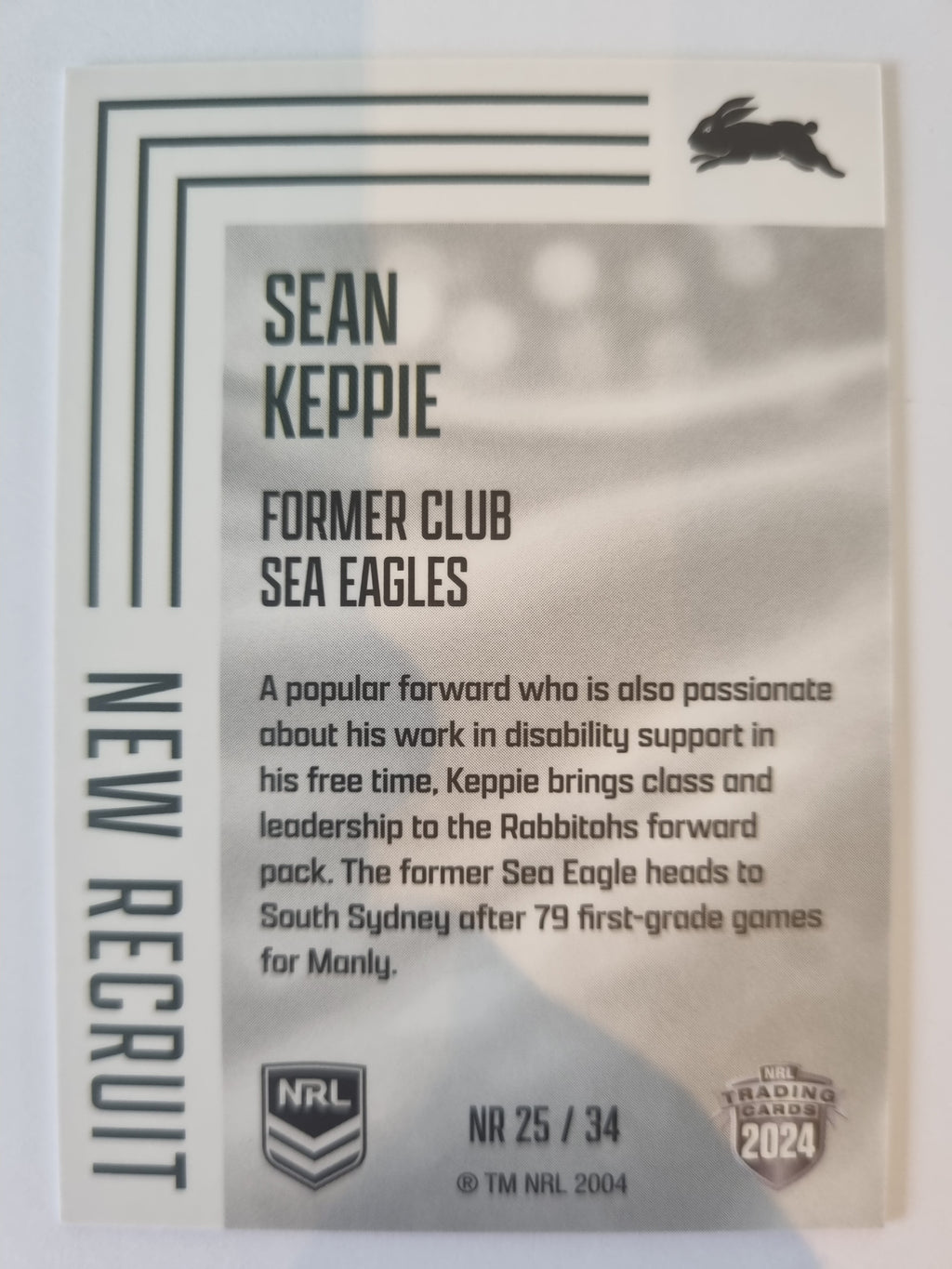 2024 Elite NRL - New Recruit - #NR25 - Sean Keppie - Rabbitohs