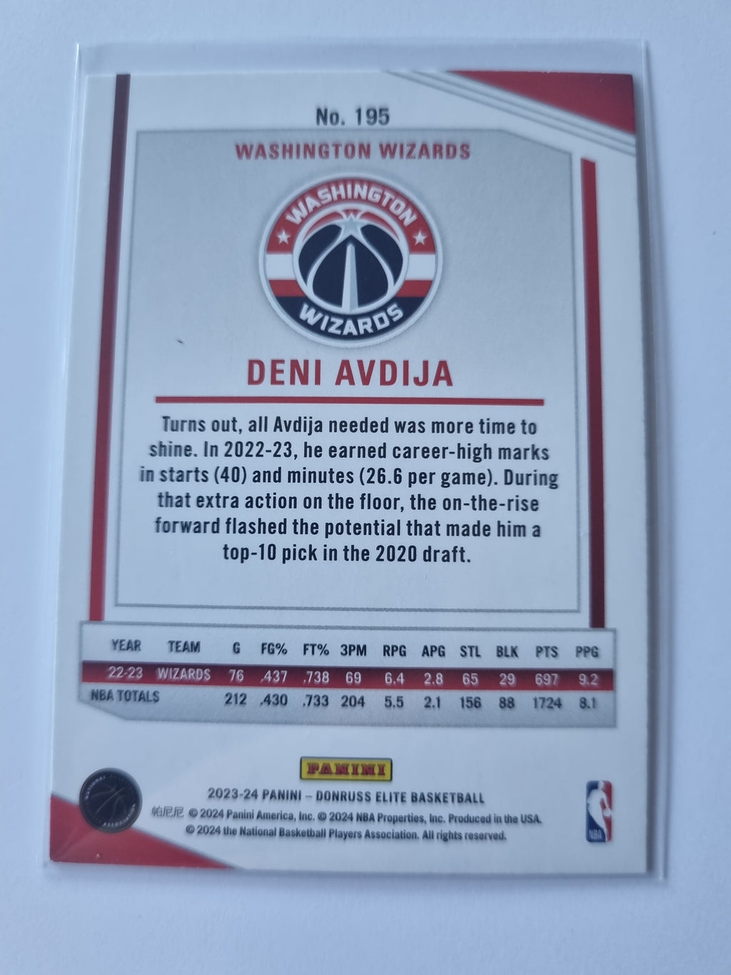 2023-24 Panini Donruss Elite - #195 - Deni Avdija - Washington Wizards