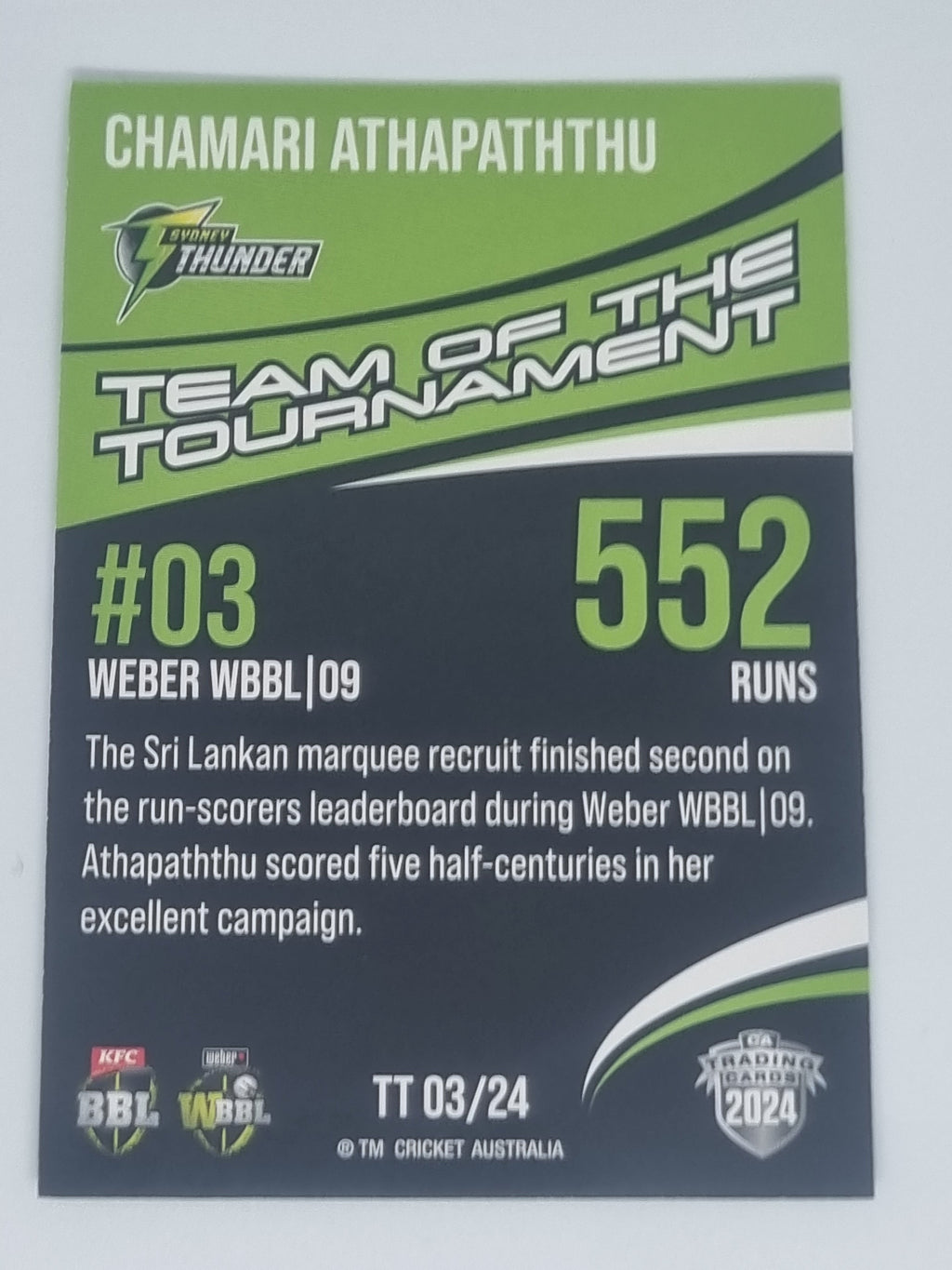 24-25 LUXE Cricket 23/24 Team of the Tournament #TT03 Chamari Athapaththu Thunder