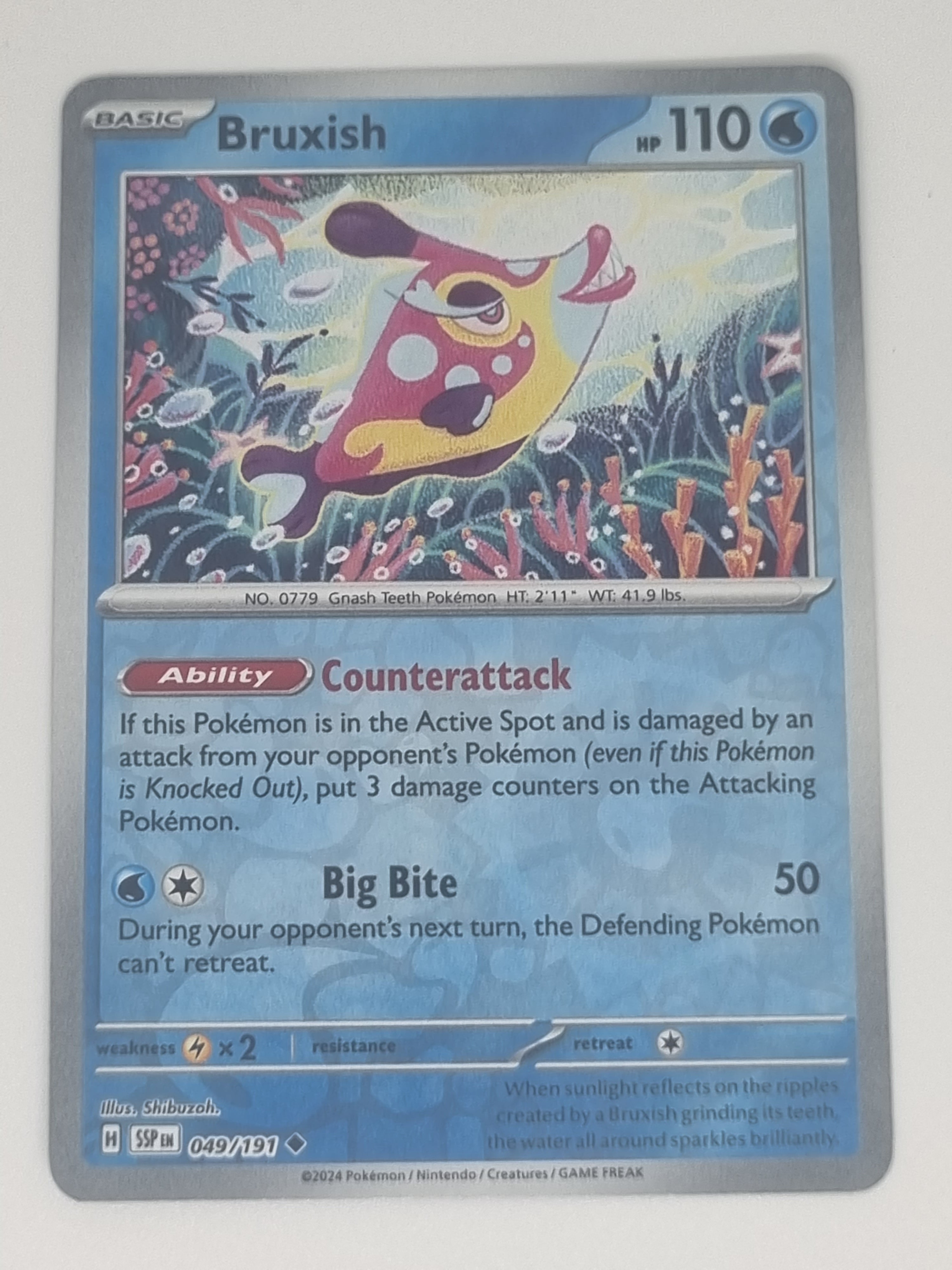 Pokemon TCG - Surging Sparks - #049/191 - Reverse Holo - Bruxish - Uncommon