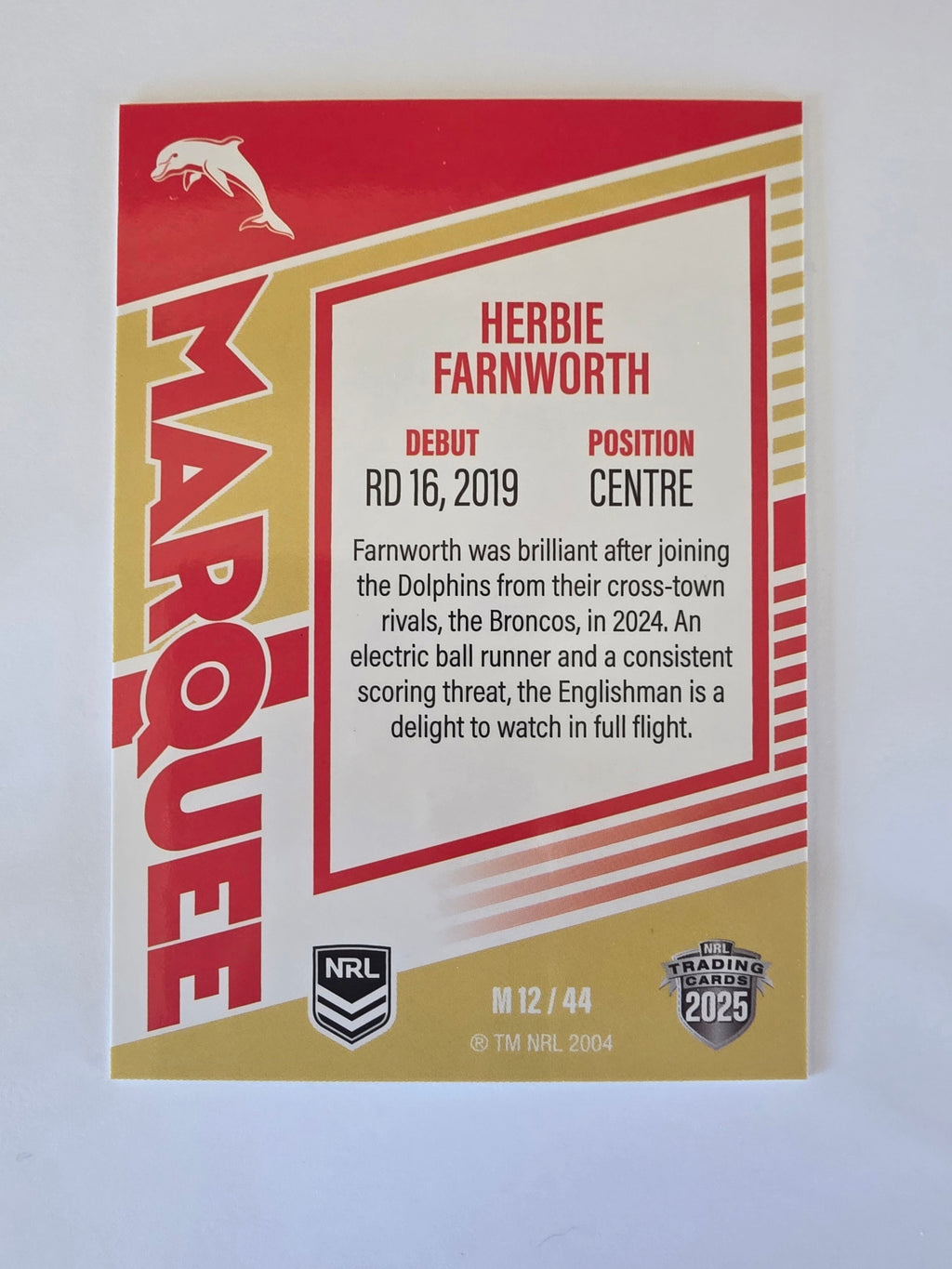 NRL 2025 Elite | Marquee | #M12 | Herbie Farnworth | Dolphins