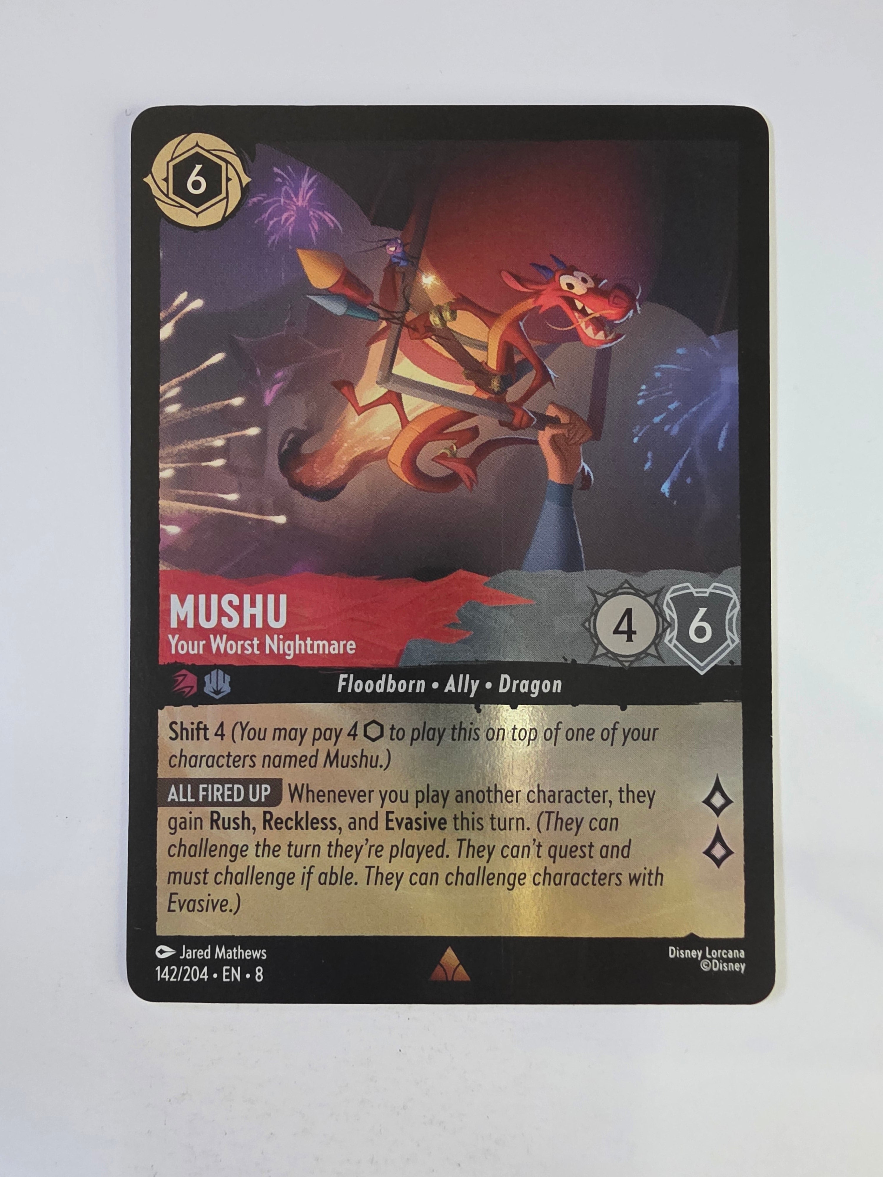 Disney Lorcana Reign of Jafar | Coldfoil | Mushu Your Worst Nightmare | #142 | Rare