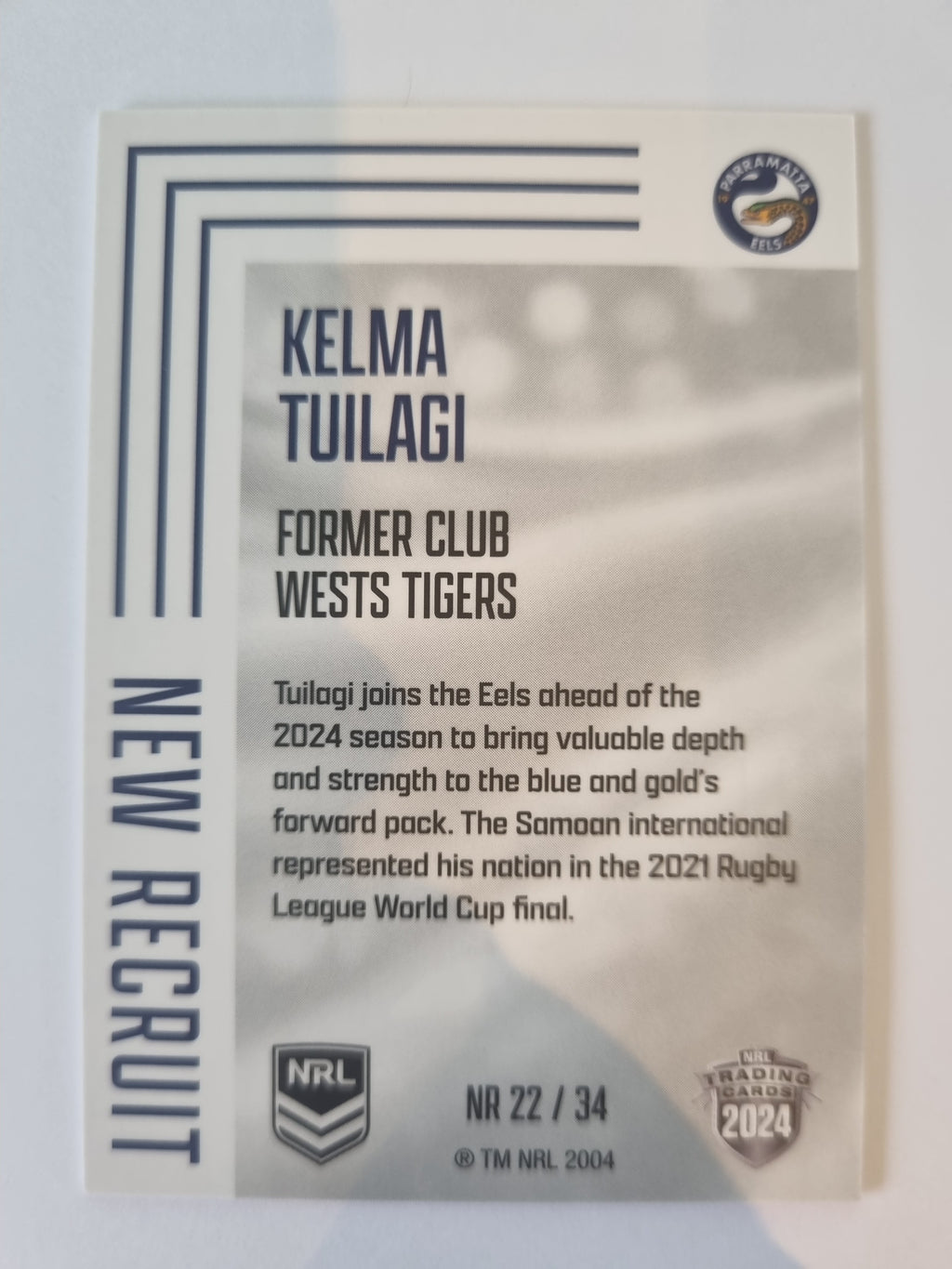 2024 Elite NRL - New Recruit - #NR22 - Kelma Tuilagi - Eels