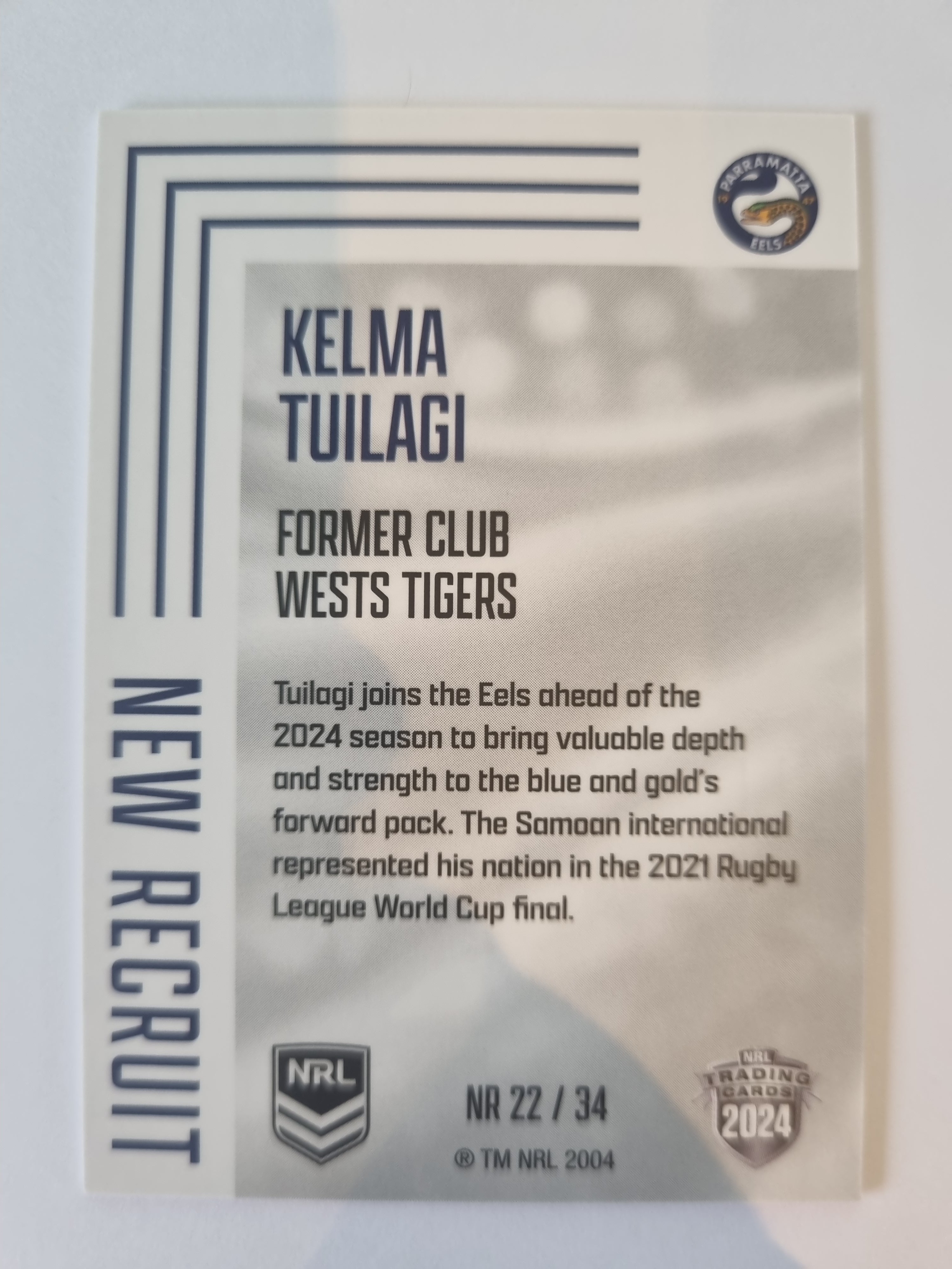 2024 Elite NRL - New Recruit - #NR22 - Kelma Tuilagi - Eels