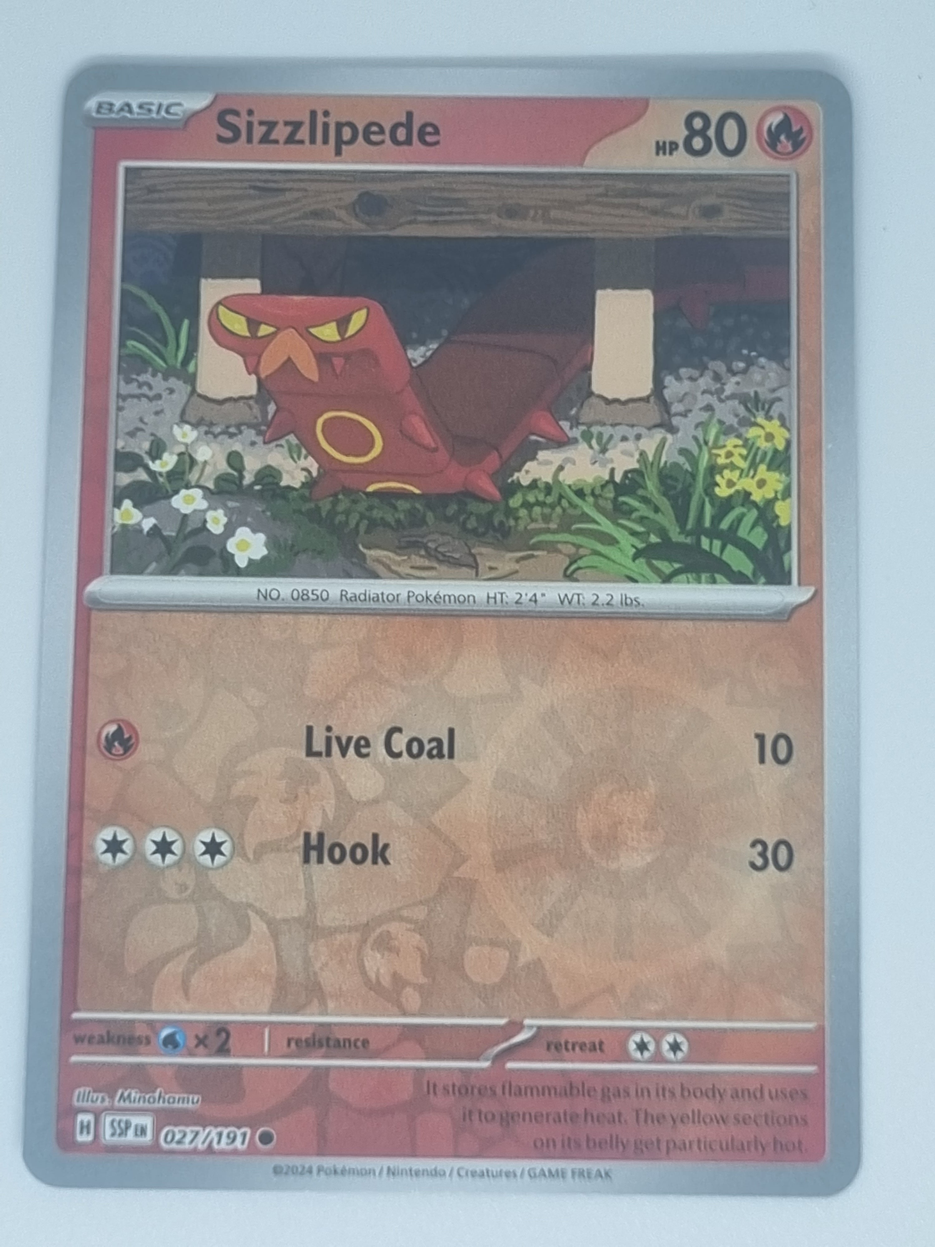 Pokemon TCG - Surging Sparks - #027/191 - Reverse Holo - Sizzlipede - Common