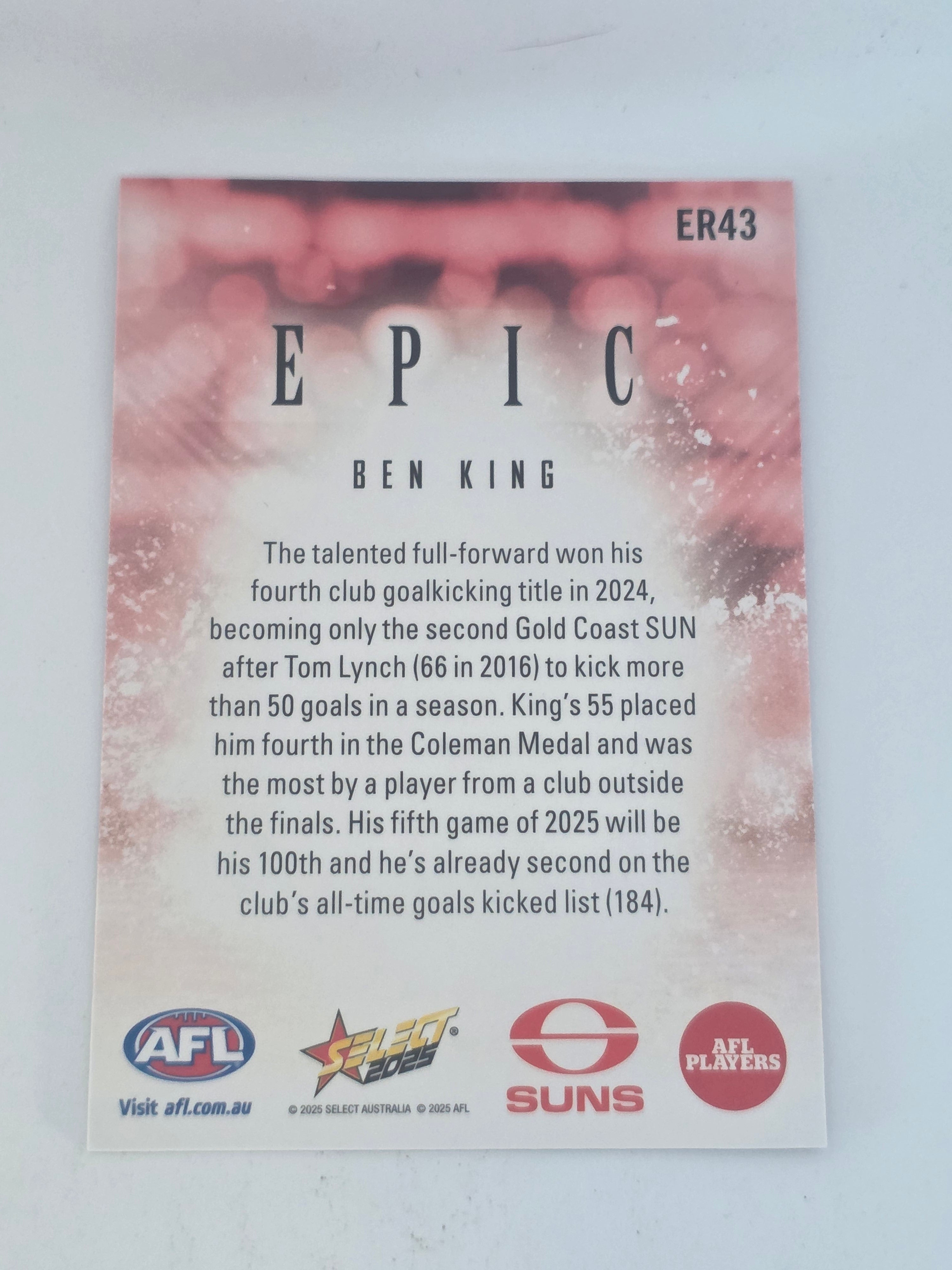 AFL Footy Stars 2025 | Epic Red | #ER43 | B. King | Gold Coast Suns