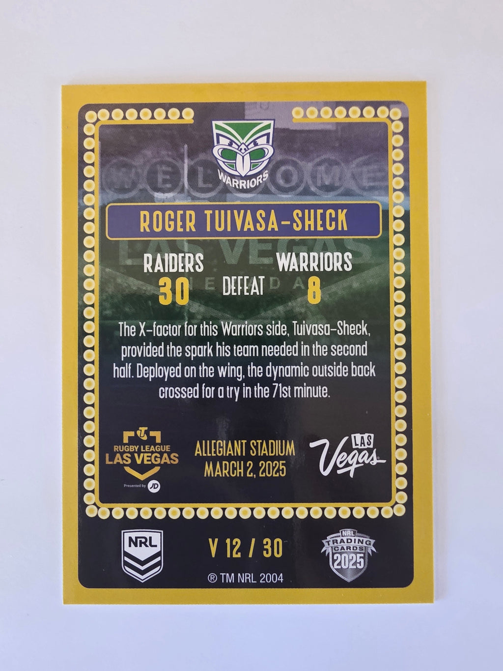NRL 2025 Elite | 2025 Vegas Round | #V12 | Roger Tuivasa-Sheck | Warriors