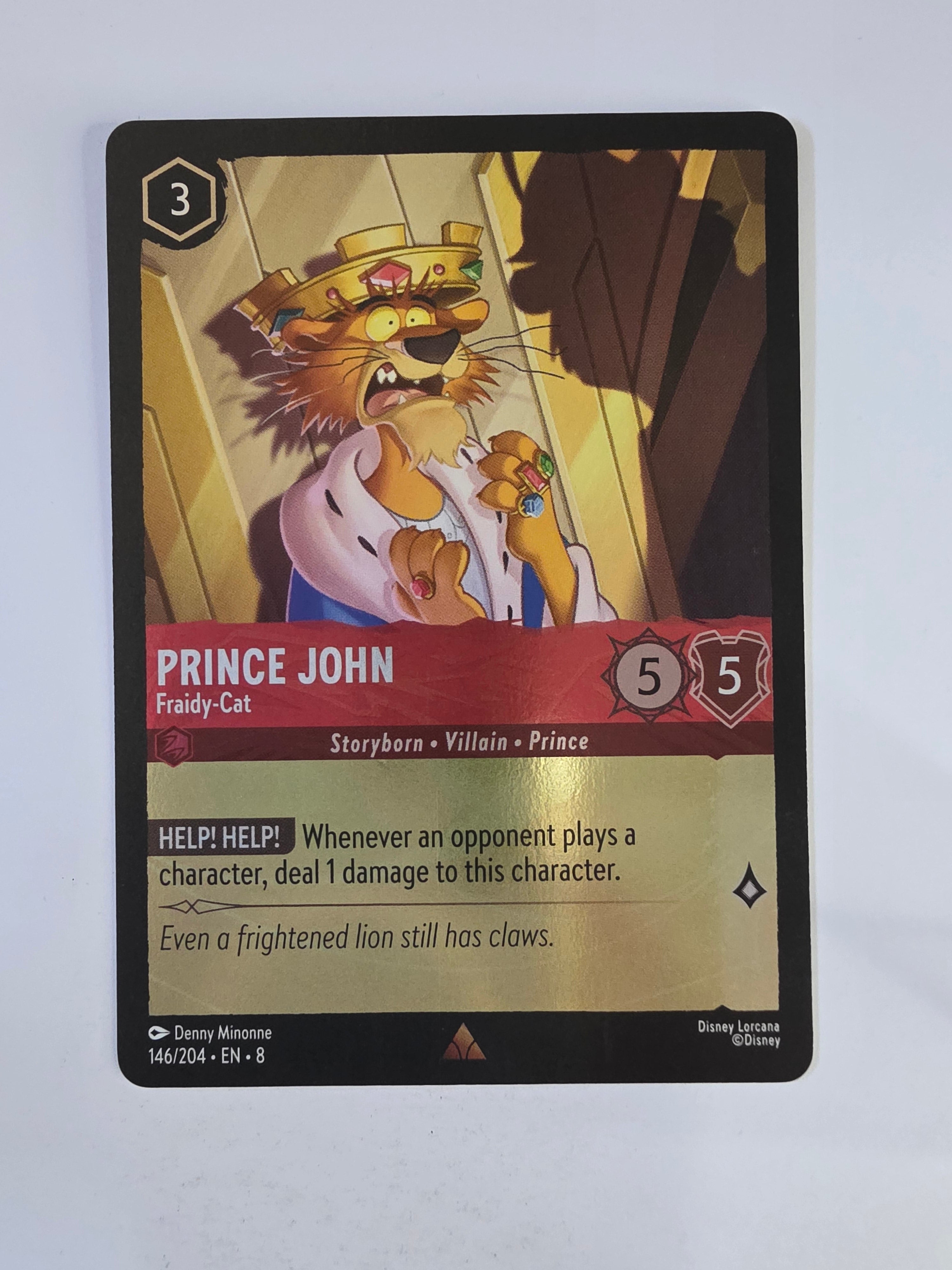 Disney Lorcana Reign of Jafar | Coldfoil | Prince John Fraidy-Cat | #146 | Rare